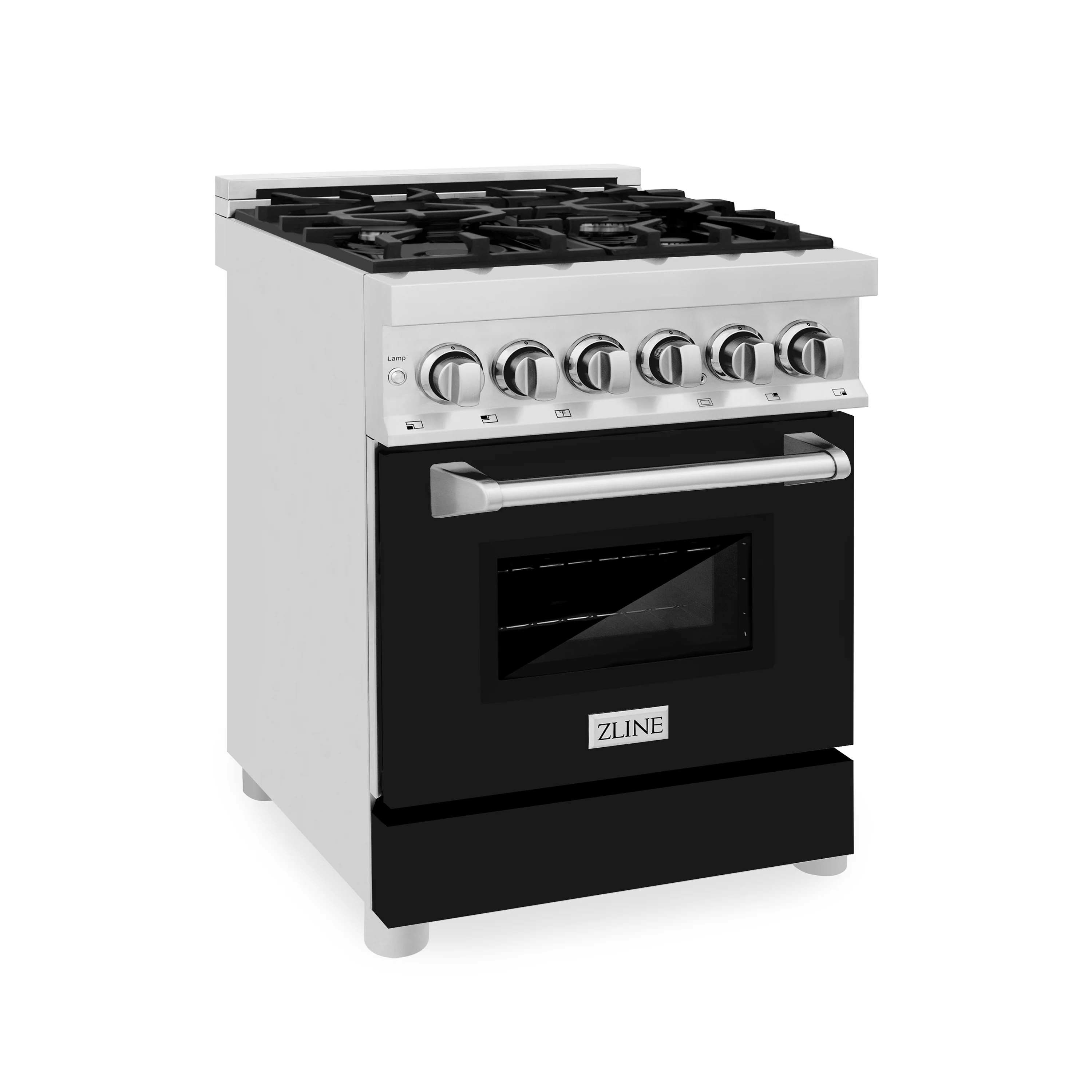 ZLINE 24 in. 2.8 cu. ft. Legacy Dual Fuel Range with 4 Burner Gas Cooktop and Electric Convection Oven in Stainless Steel and Black Matte Door (RA-BLM-24) - Image 5