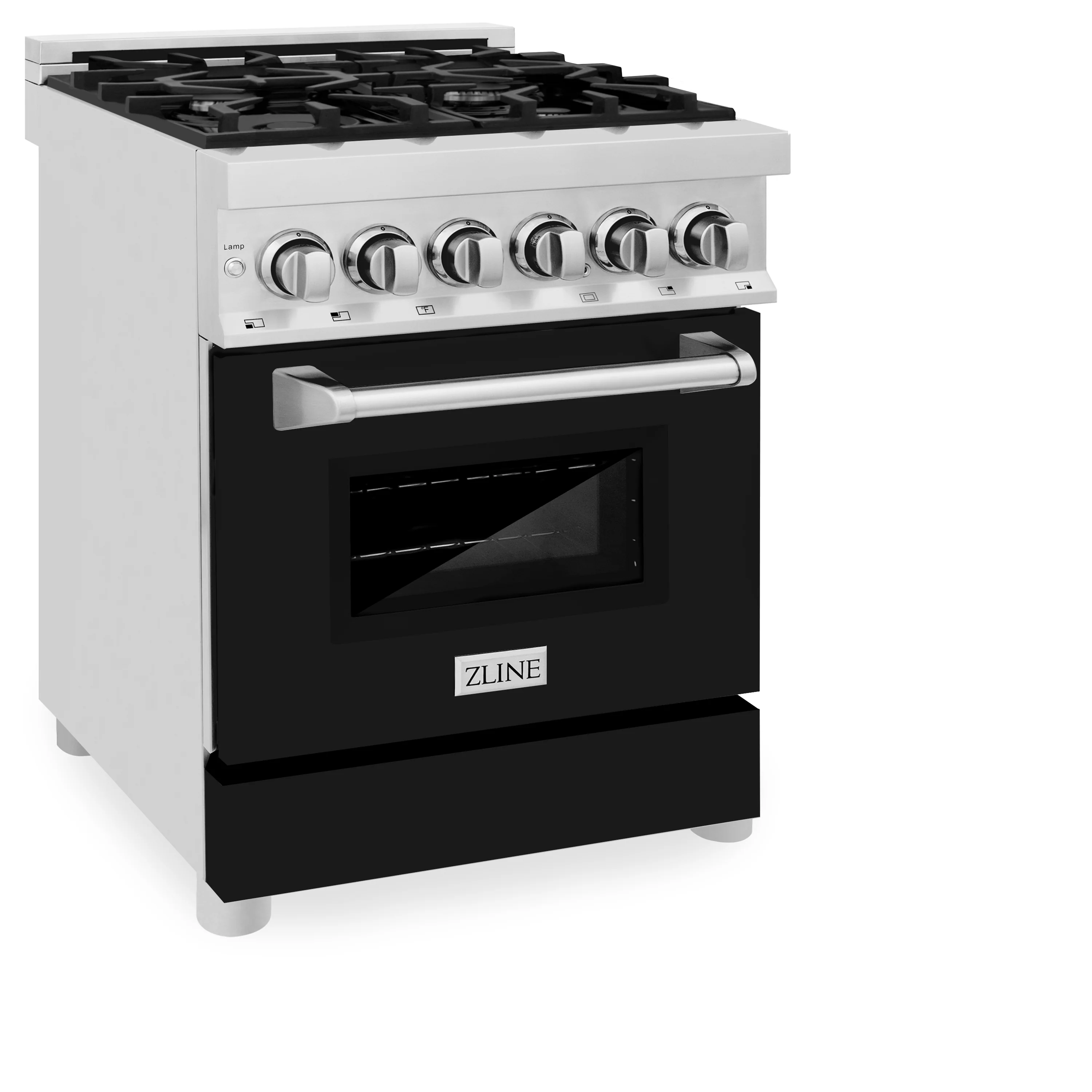 ZLINE 24 in. 2.8 cu. ft. Legacy Dual Fuel Range with 4 Burner Gas Cooktop and Electric Convection Oven in Stainless Steel and Black Matte Door (RA-BLM-24) - Image 6