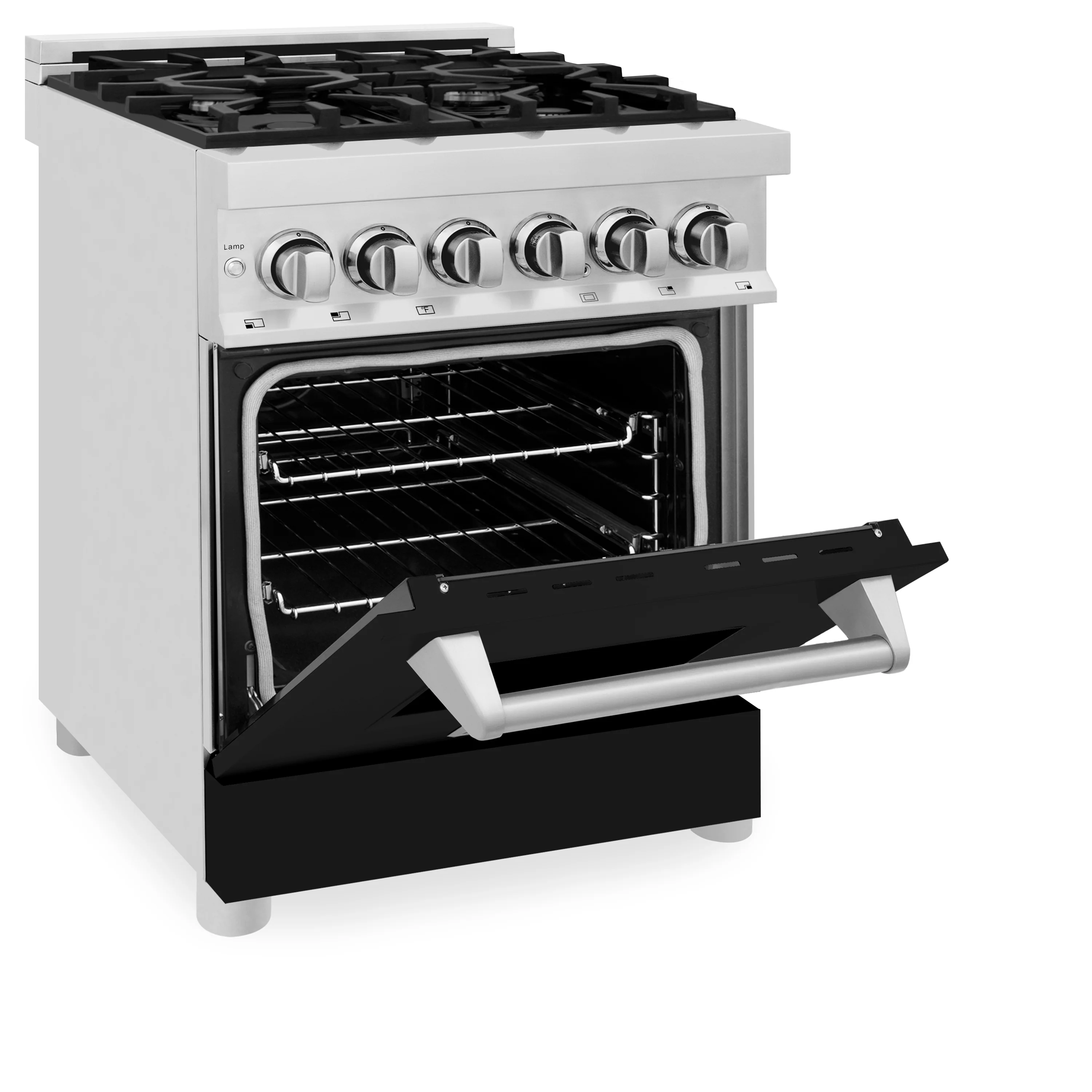 ZLINE 24 in. 2.8 cu. ft. Legacy Dual Fuel Range with 4 Burner Gas Cooktop and Electric Convection Oven in Stainless Steel and Black Matte Door (RA-BLM-24) - Image 7