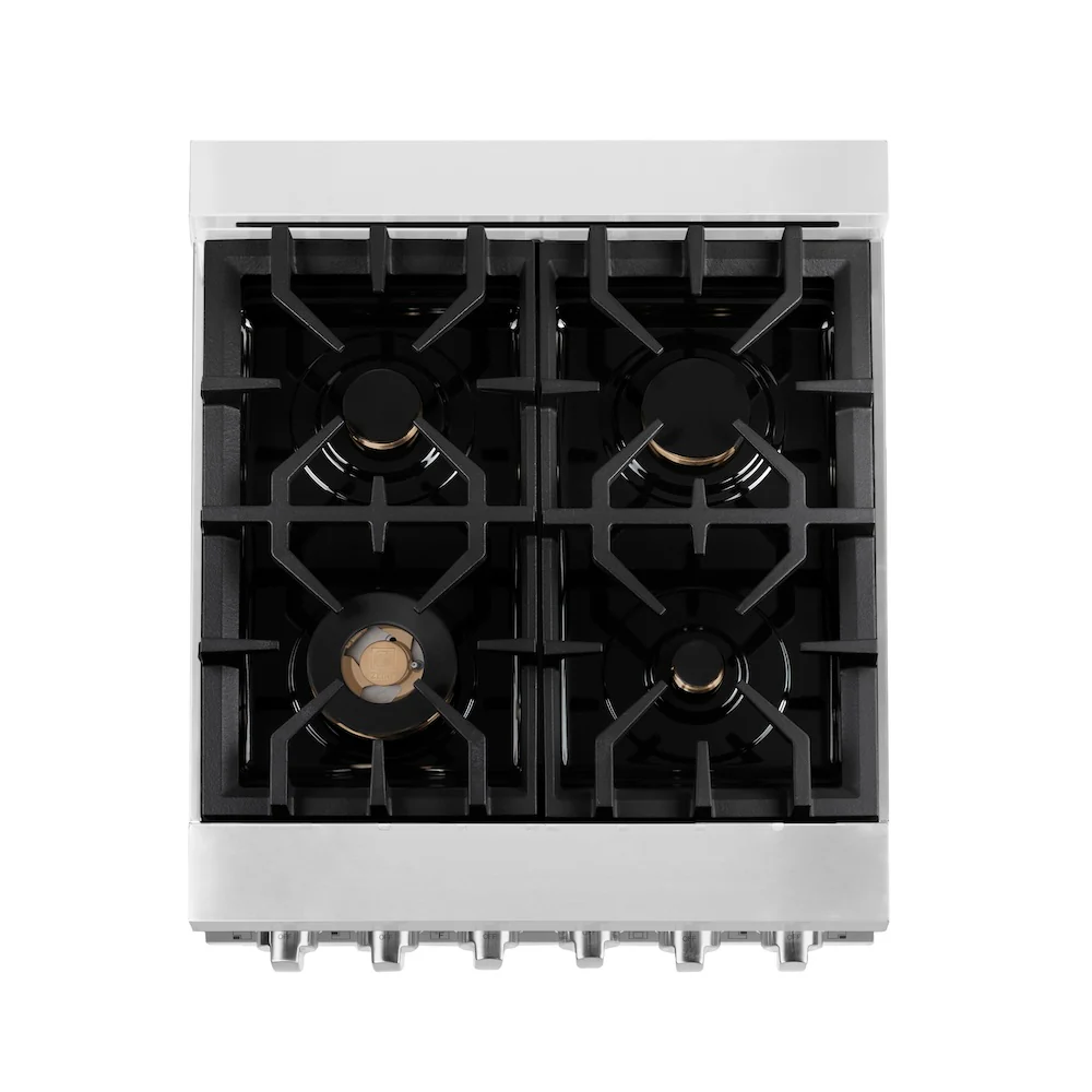 ZLINE 24 in. 2.8 cu. ft. Legacy Dual Fuel Range with Gas Cooktop and Electric Convection Oven in Stainless Steel with 4 Brass Burners (RA-BR-24) - Image 13