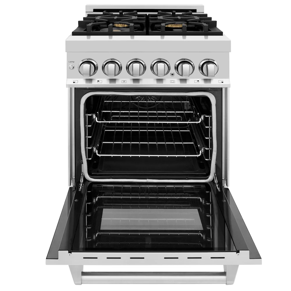 ZLINE 24 in. 2.8 cu. ft. Legacy Dual Fuel Range with Gas Cooktop and Electric Convection Oven in Stainless Steel with 4 Brass Burners (RA-BR-24) - Image 3