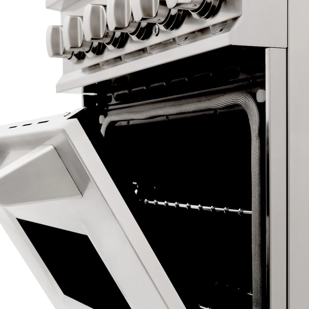 ZLINE 24 in. 2.8 cu. ft. Legacy Dual Fuel Range with Gas Cooktop and Electric Convection Oven in Stainless Steel with 4 Brass Burners (RA-BR-24) - Image 8