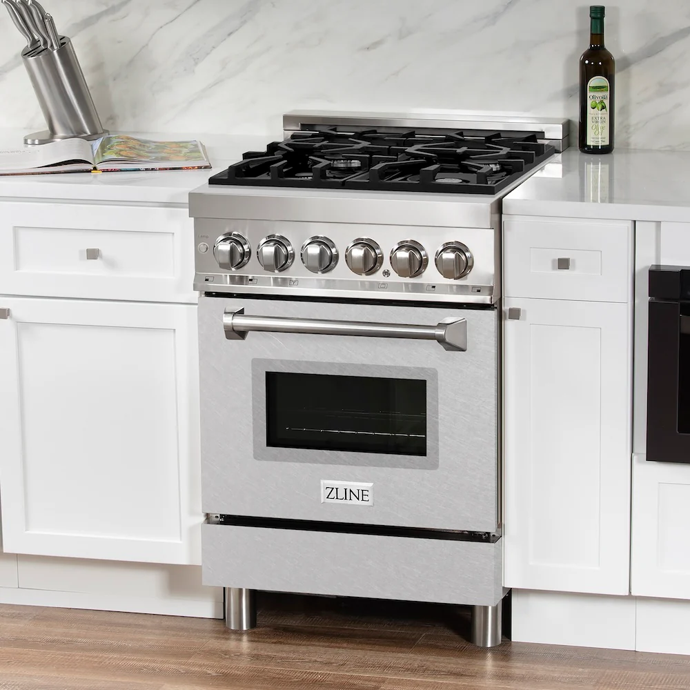 ZLINE 24 in. 2.8 cu. ft. Legacy Dual Fuel Range with 4 Burner Gas Cooktop and Electric Convection Oven in Stainless Steel with Satin Stainless Steel Door (RA-SN-24) - Image 13
