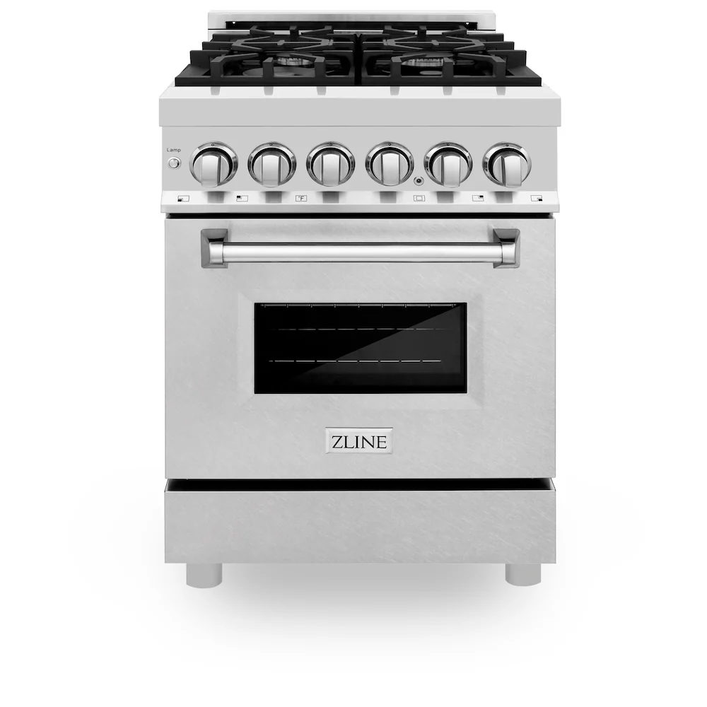 ZLINE 24 in. 2.8 cu. ft. Legacy Dual Fuel Range with 4 Burner Gas Cooktop and Electric Convection Oven in Stainless Steel with Satin Stainless Steel Door (RA-SN-24) - Image 4