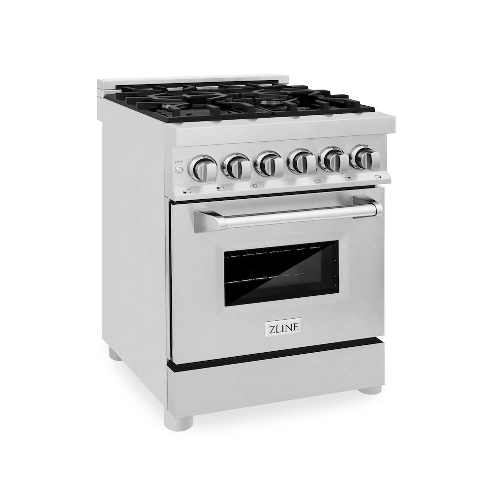 ZLINE 24 in. 2.8 cu. ft. Legacy Dual Fuel Range with 4 Burner Gas Cooktop and Electric Convection Oven in Stainless Steel with Satin Stainless Steel Door (RA-SN-24) - Image 5