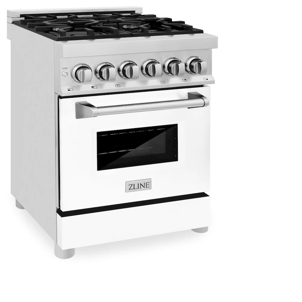 ZLINE 24 in. 2.8 cu. ft. Legacy Dual Fuel Range with 4 Burner Gas Cooktop and Electric Convection Oven in Stainless Steel and White Matte Door (RA-WM-24) - Image 6