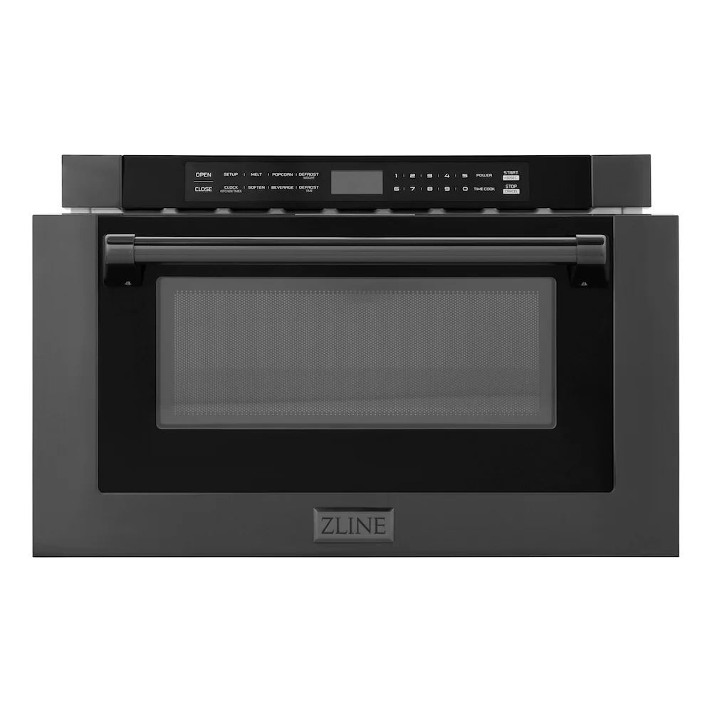 ZLINE 24 in. 1.2 cu. ft. Built-in Microwave Drawer with a Traditional Handle in Black Stainless Steel (MWD-1-BS-H) - Image 3