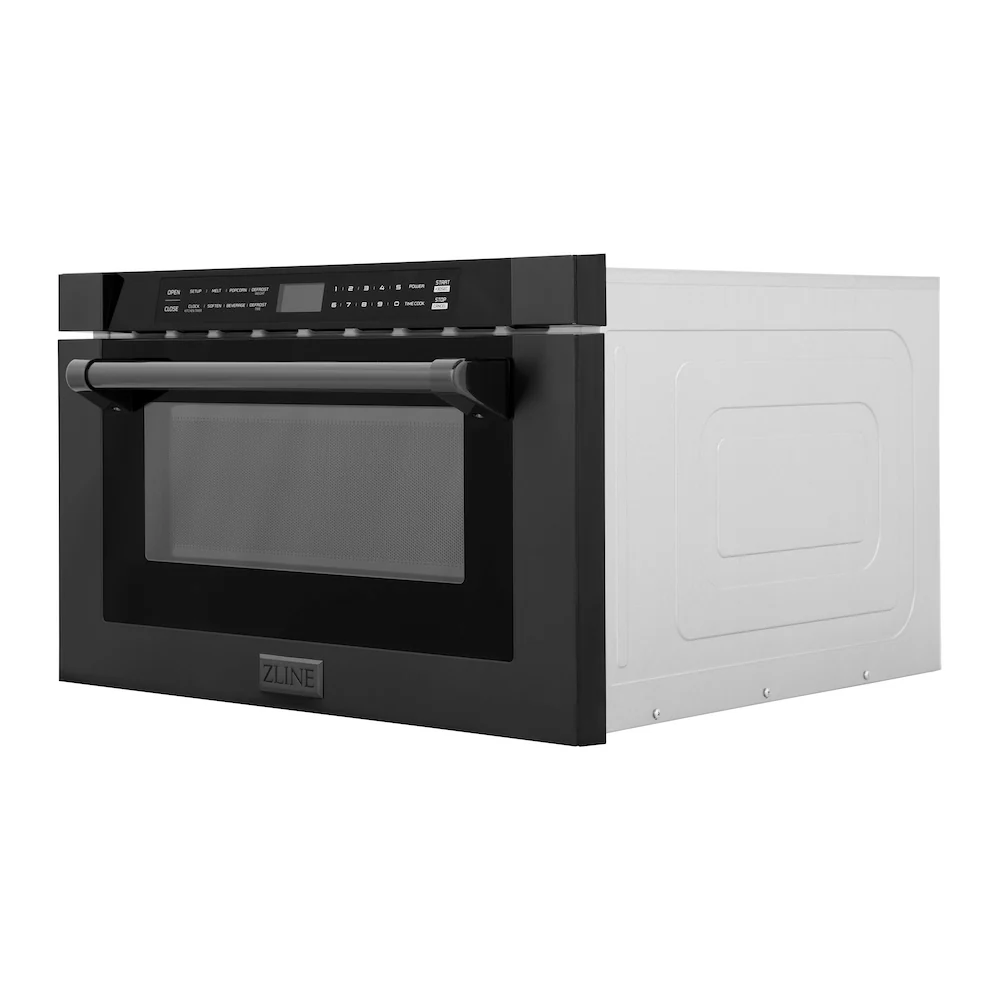 ZLINE 24 in. 1.2 cu. ft. Built-in Microwave Drawer with a Traditional Handle in Black Stainless Steel (MWD-1-BS-H) - Image 4