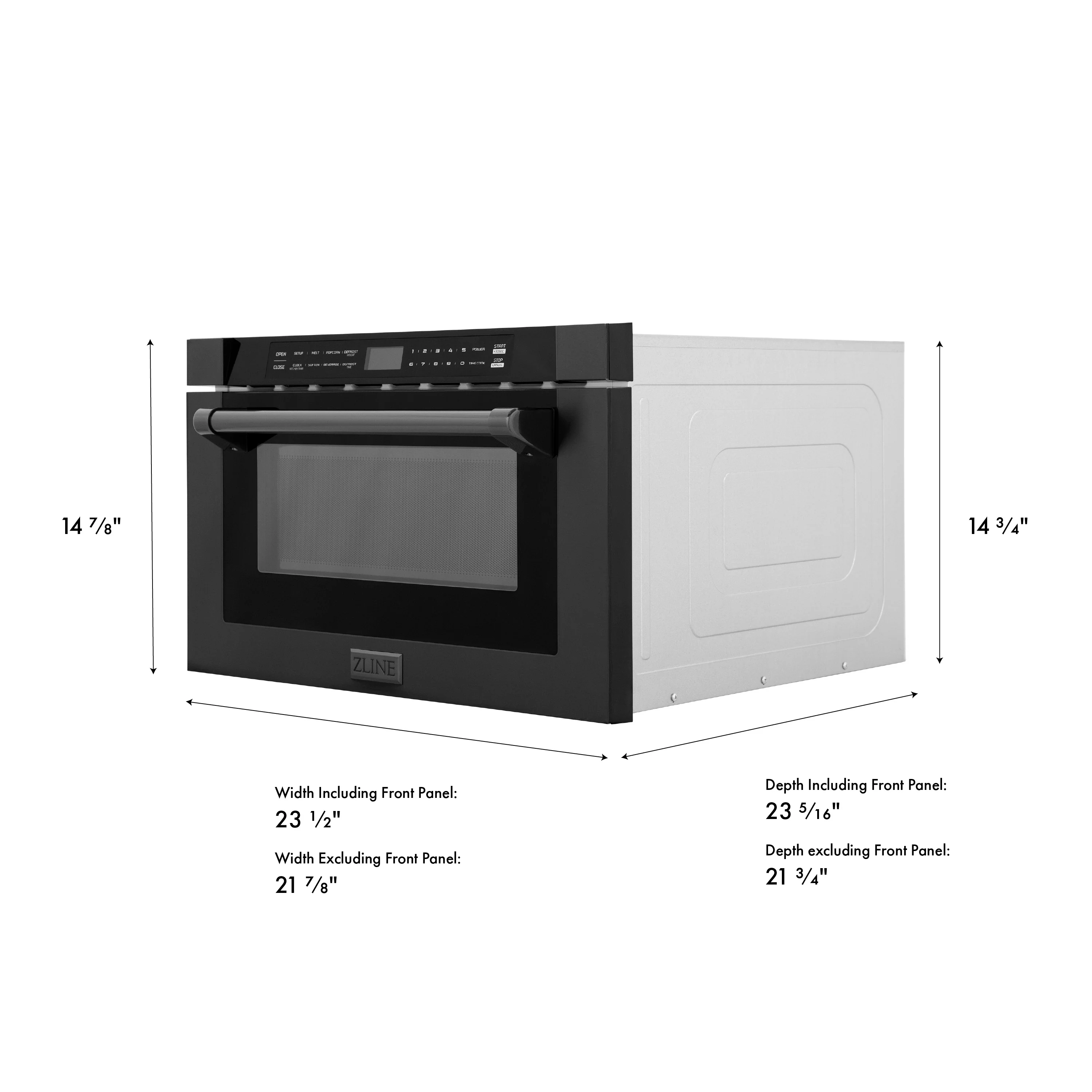 ZLINE 24 in. 1.2 cu. ft. Built-in Microwave Drawer with a Traditional Handle in Black Stainless Steel (MWD-1-BS-H) - Image 9