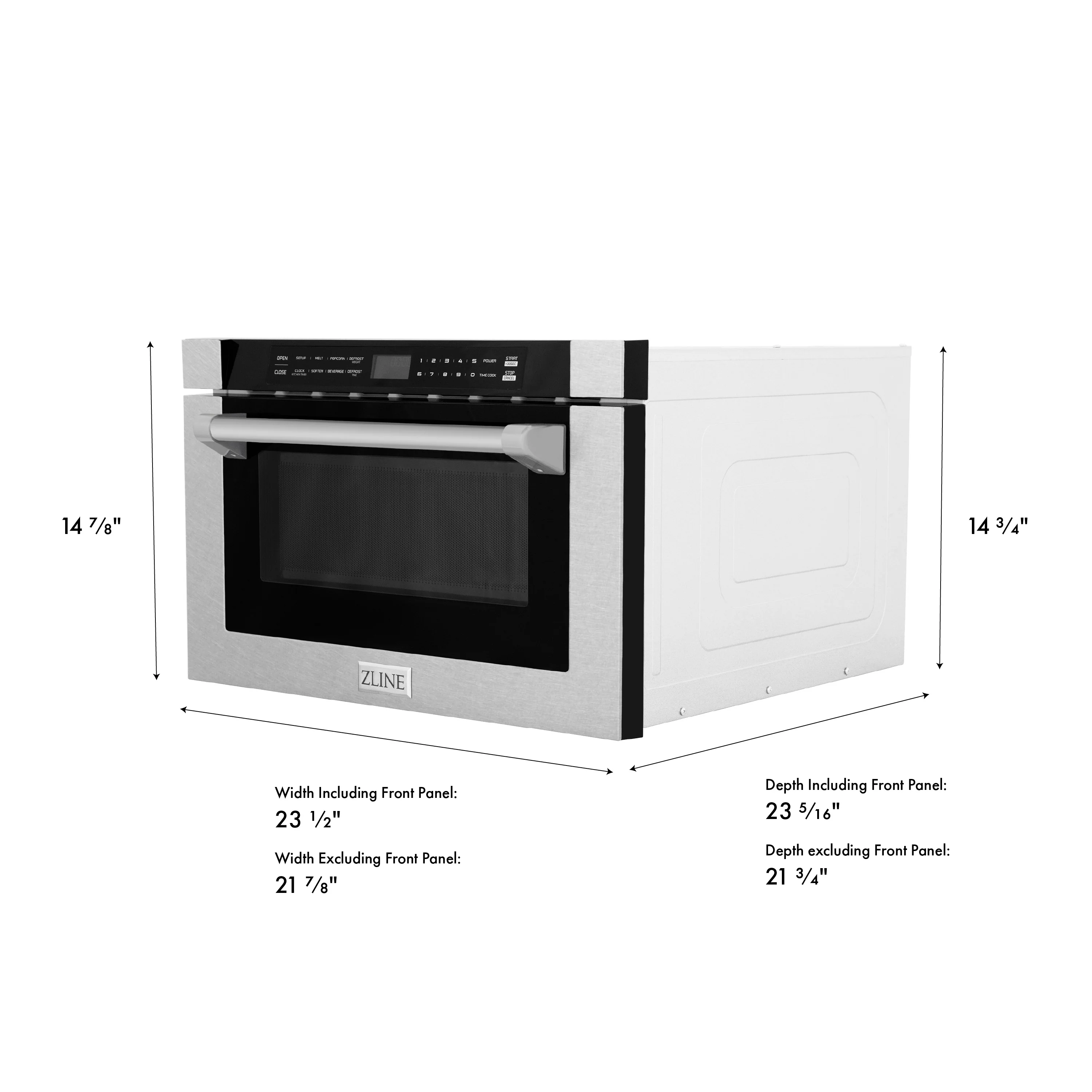 ZLINE 24 in. 1.2 cu. ft. Built-in Microwave Drawer with a Traditional Handle in Satin Stainless Steel (MWD-1-SS-H) - Image 14