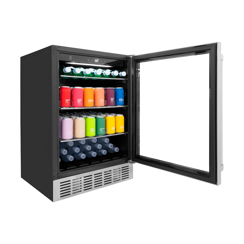 ZLINE 24 in. Monument 154 Can Beverage Fridge in Stainless Steel (RBV-US-24) - Image 6