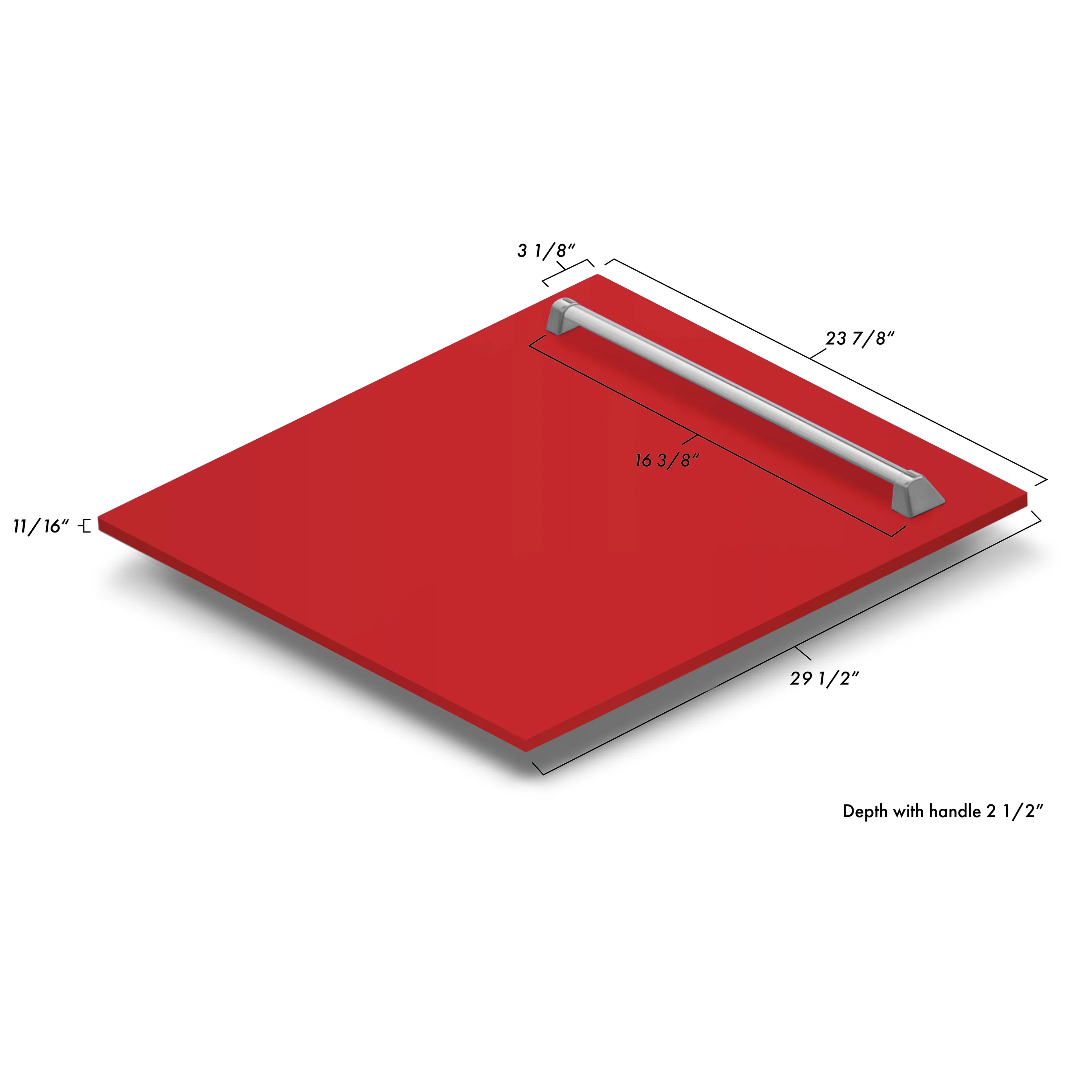 ZLINE 24" Monument Dishwasher Panel in Red Matte with Traditional Handle (DPMT-RM-24) - Image 6
