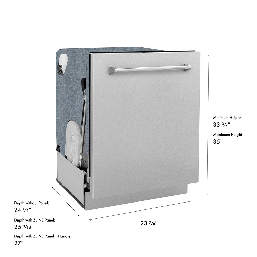 ZLINE 24 in. Monument Series 3rd Rack Top Touch Control Dishwasher with Satin Stainless Steel Panel and Stainless Steel Tub, 45dBa (DWMT-SN-24) - Image 16