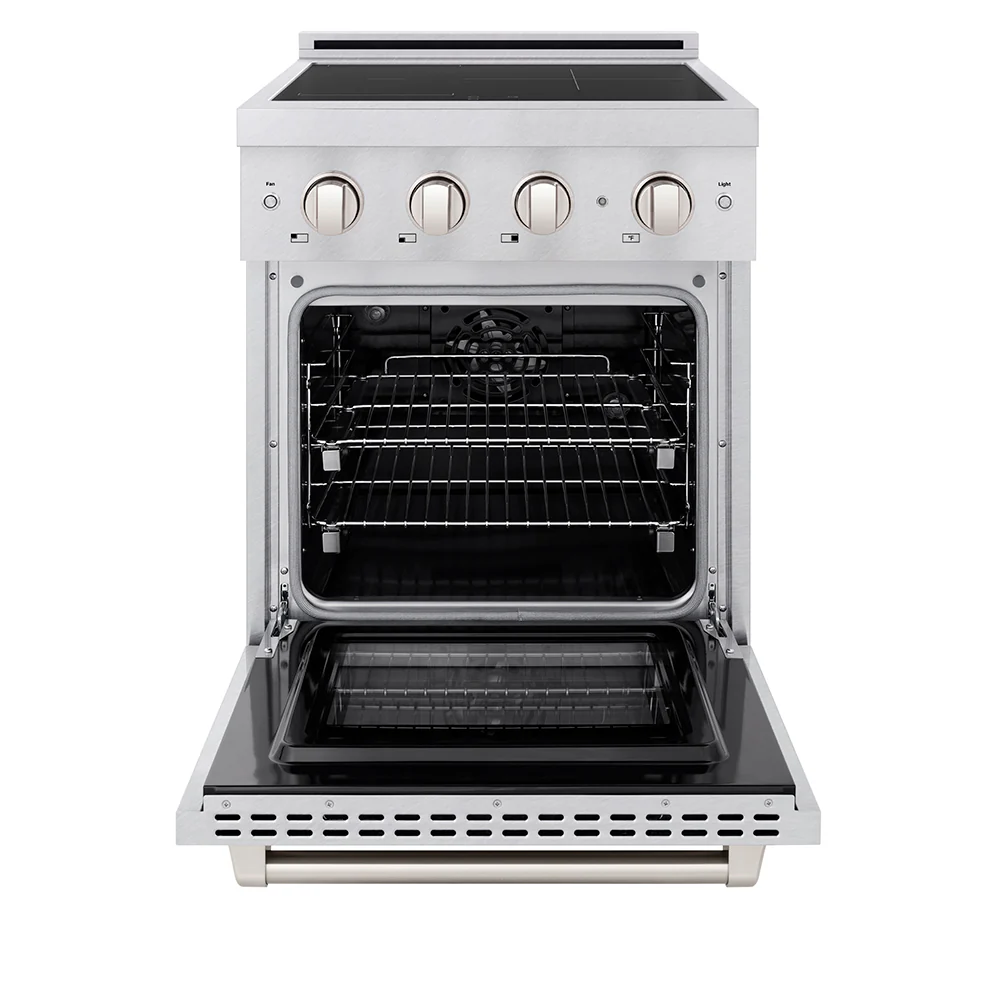 ZLINE 24 in. 3.2 cu. ft. Paramount Induction Range with 3 Element Cooktop and Electric Convection Oven in Satin Stainless Steel (SINRS-24) - Image 3