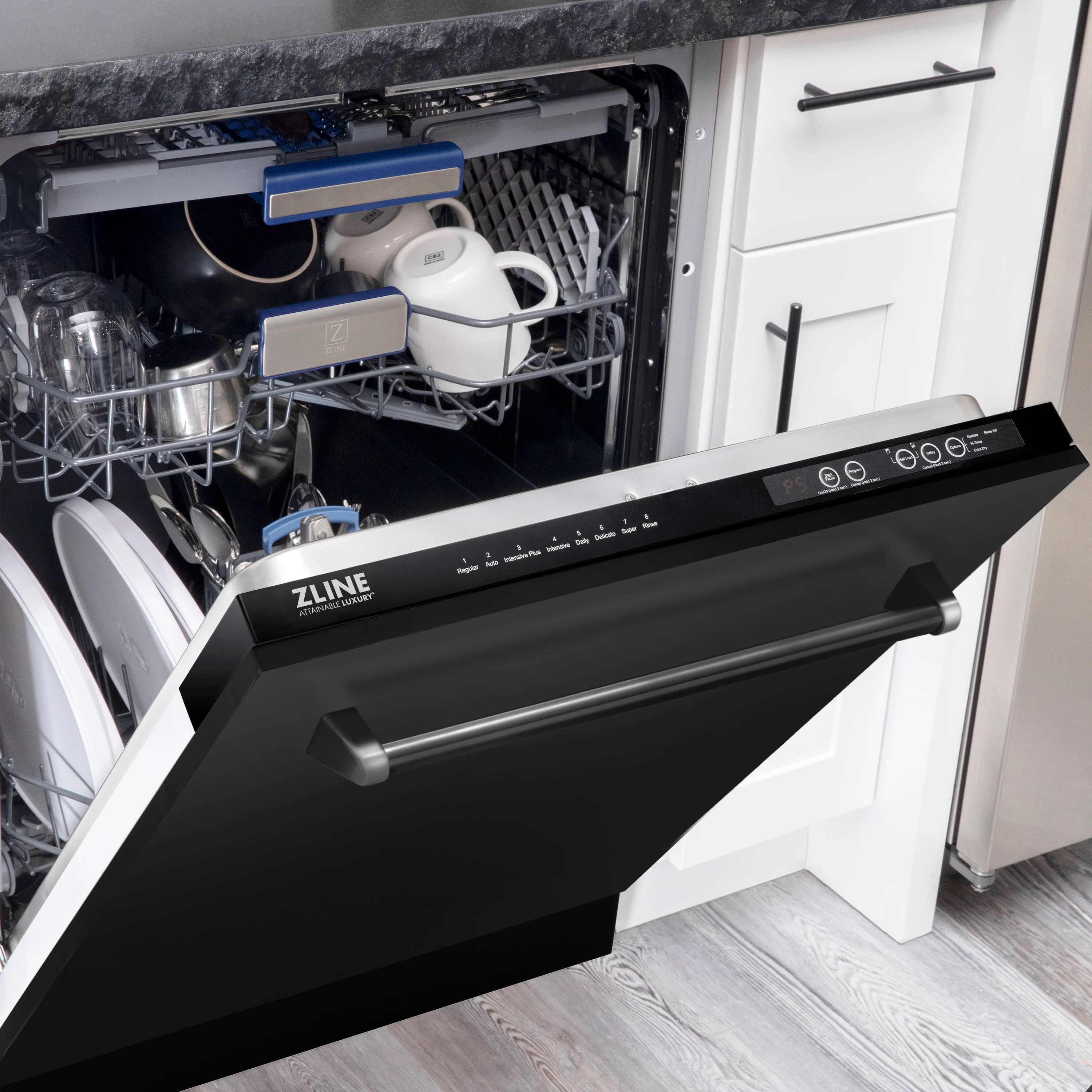 ZLINE 24" Tallac Series 3rd Rack Tall Tub Dishwasher in Black Stainless Steel with Stainless Steel Tub, 51dBa (DWV-BS-24) - Image 5