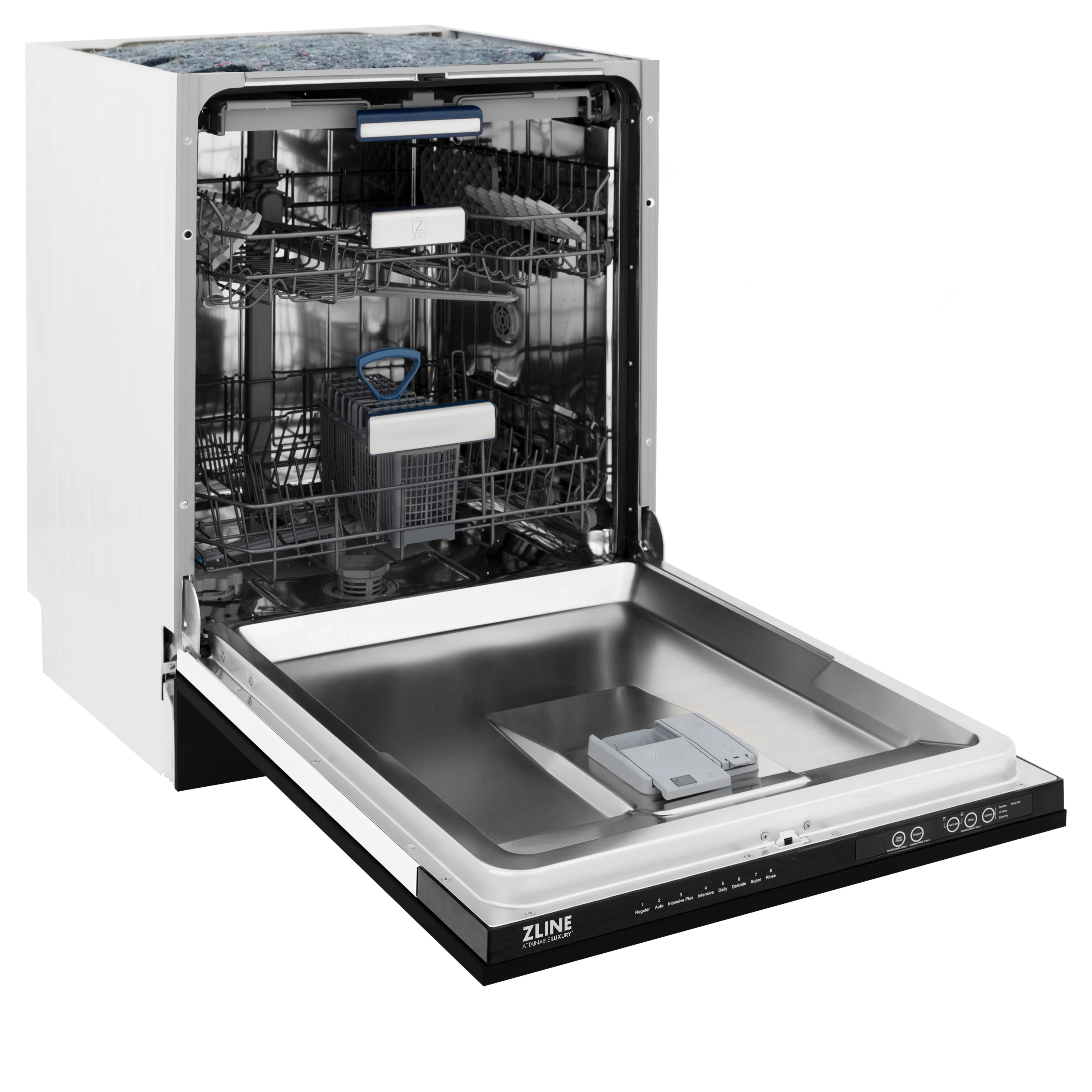 ZLINE 24" Tallac Series 3rd Rack Tall Tub Dishwasher in Black Stainless Steel with Stainless Steel Tub, 51dBa (DWV-BS-24) - Image 7