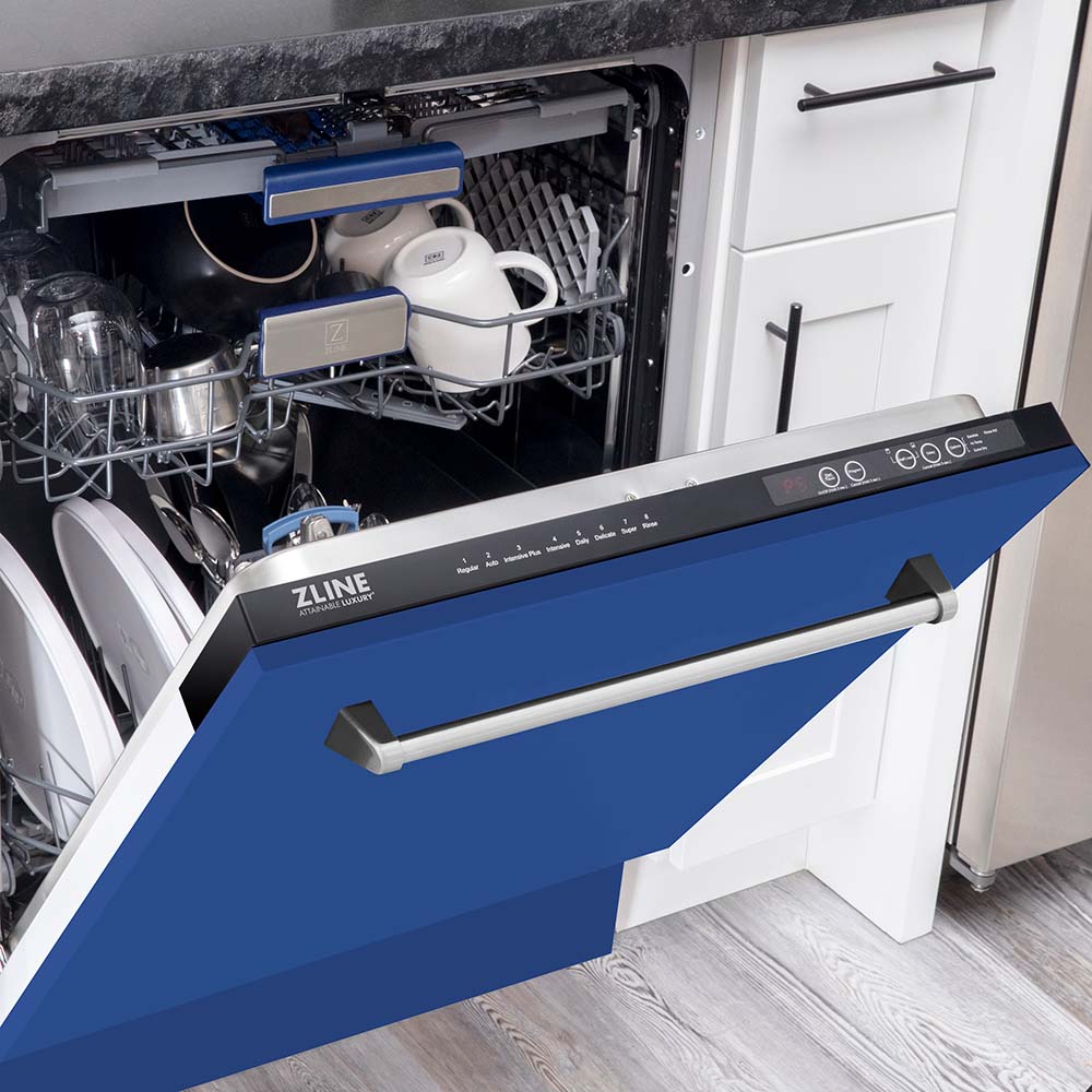 ZLINE 24" Tallac Series 3rd Rack Tall Tub Dishwasher in Blue Matte with Stainless Steel Tub, 51dBa (DWV-BM-24) - Image 7