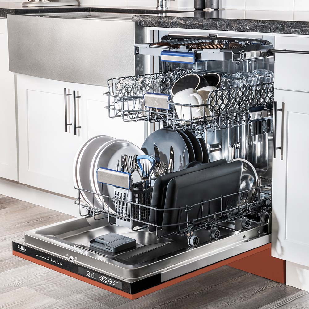 ZLINE 24" Tallac Series 3rd Rack Tall Tub Dishwasher in Copper with Stainless Steel Tub, 51dBa (DWV-C-24) - Image 17