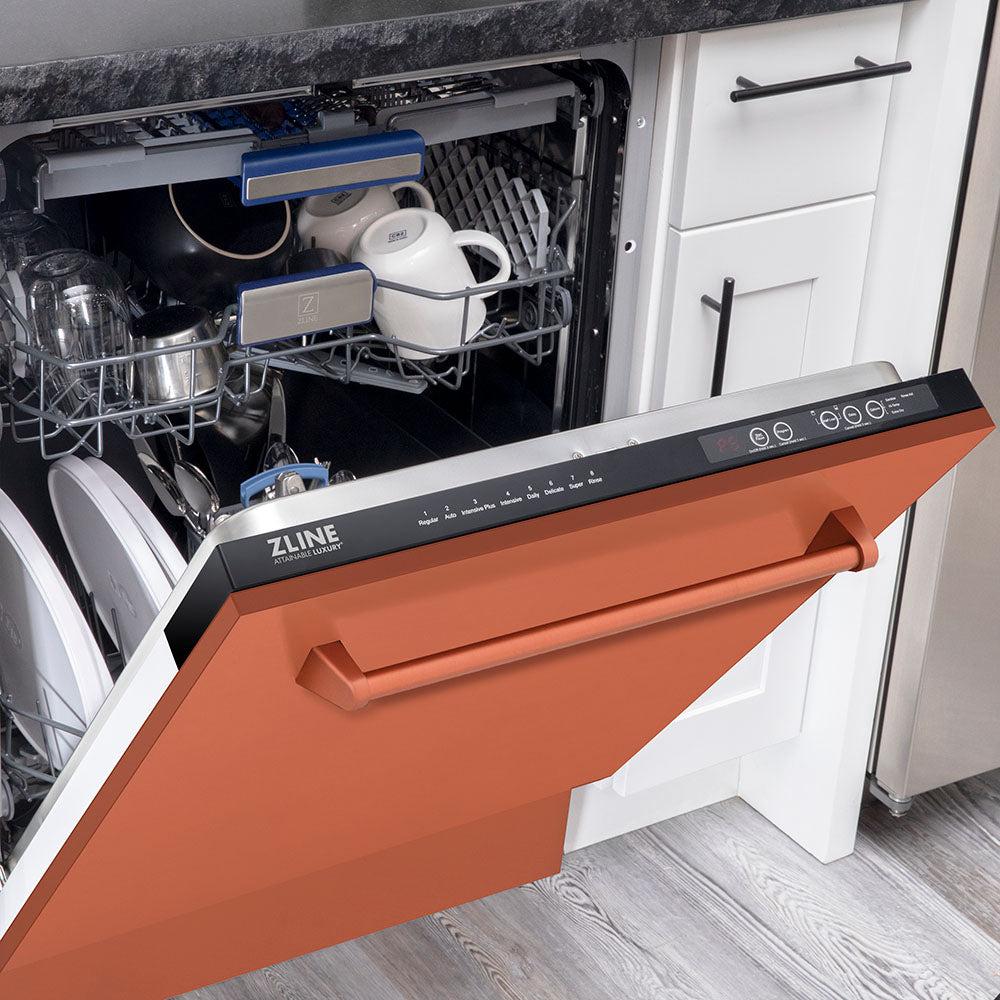 ZLINE 24" Tallac Series 3rd Rack Tall Tub Dishwasher in Copper with Stainless Steel Tub, 51dBa (DWV-C-24) - Image 8
