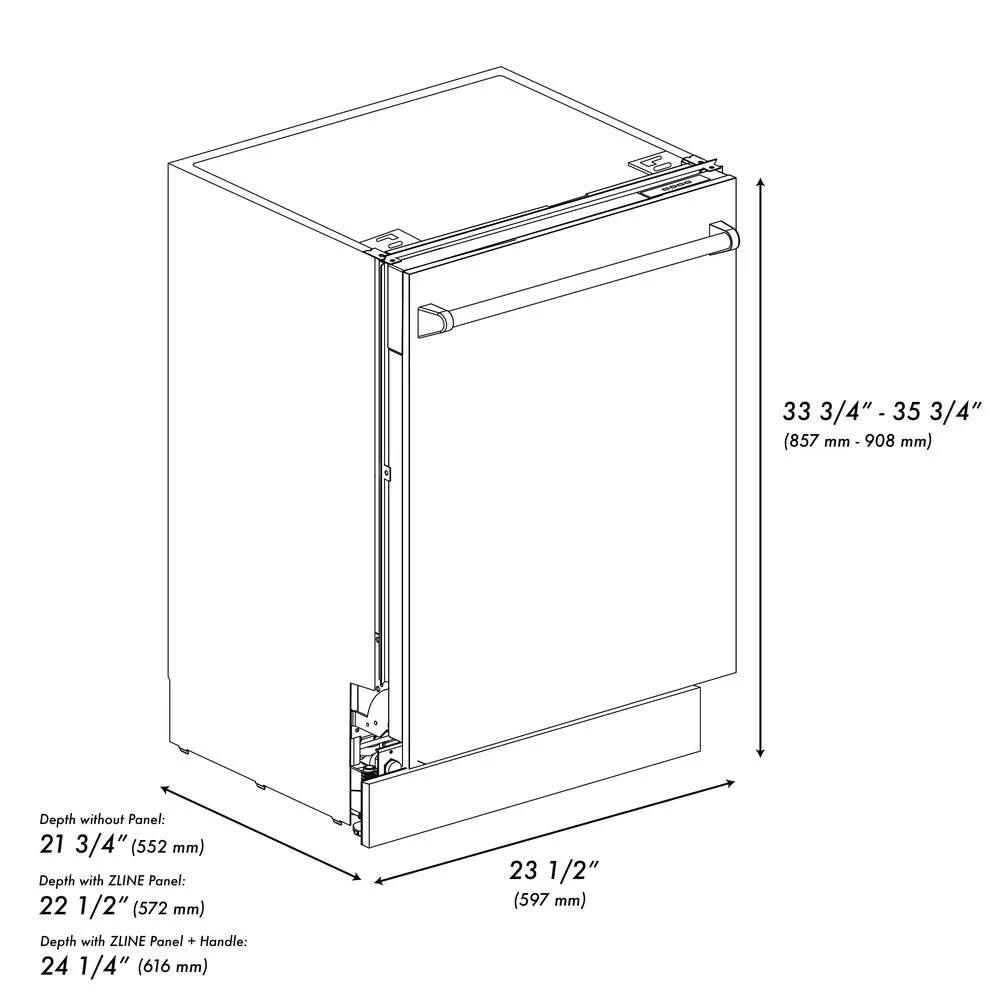ZLINE 24" Tallac Series 3rd Rack Tall Tub Dishwasher in Hand Hammered Copper with Stainless Steel Tub, 51dBa (DWV-HH-24) - Image 19