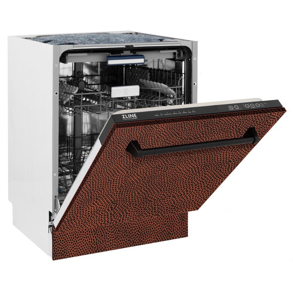 ZLINE 24" Tallac Series 3rd Rack Tall Tub Dishwasher in Hand Hammered Copper with Stainless Steel Tub, 51dBa (DWV-HH-24) - Image 4