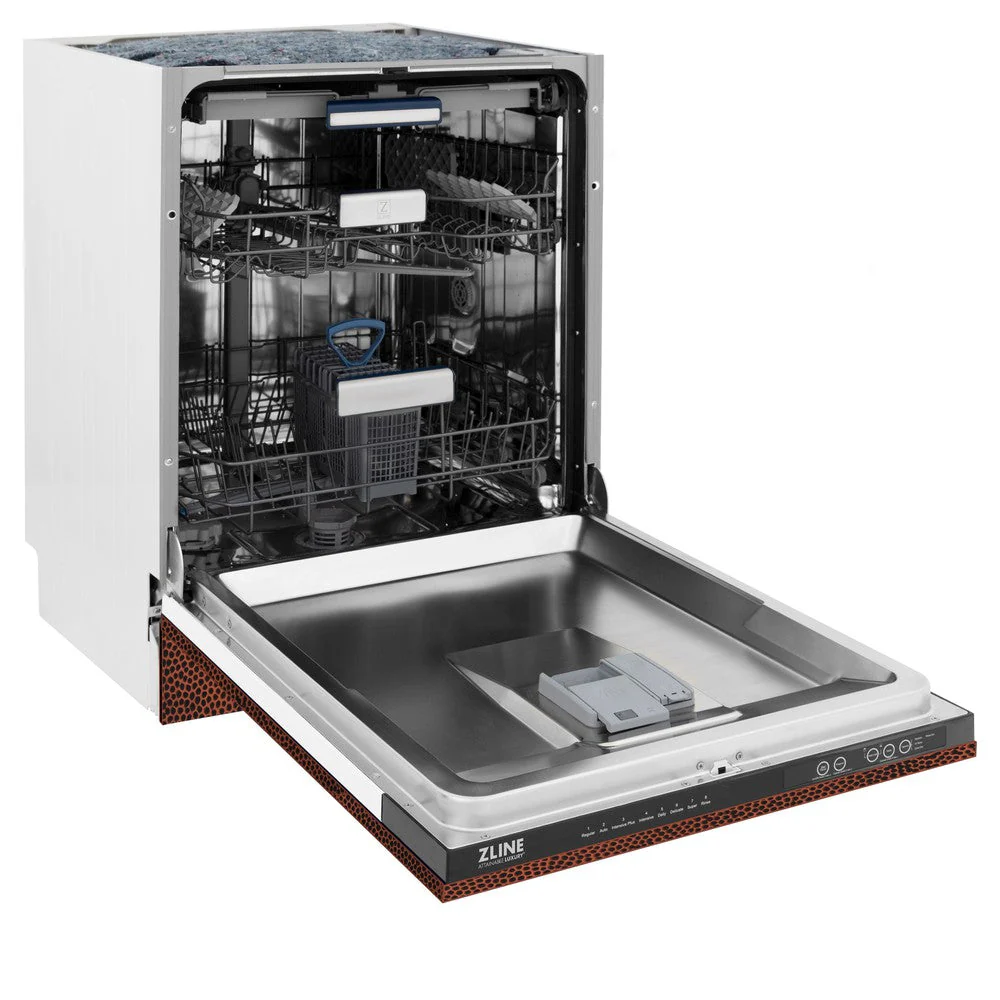 ZLINE 24" Tallac Series 3rd Rack Tall Tub Dishwasher in Hand Hammered Copper with Stainless Steel Tub, 51dBa (DWV-HH-24) - Image 5