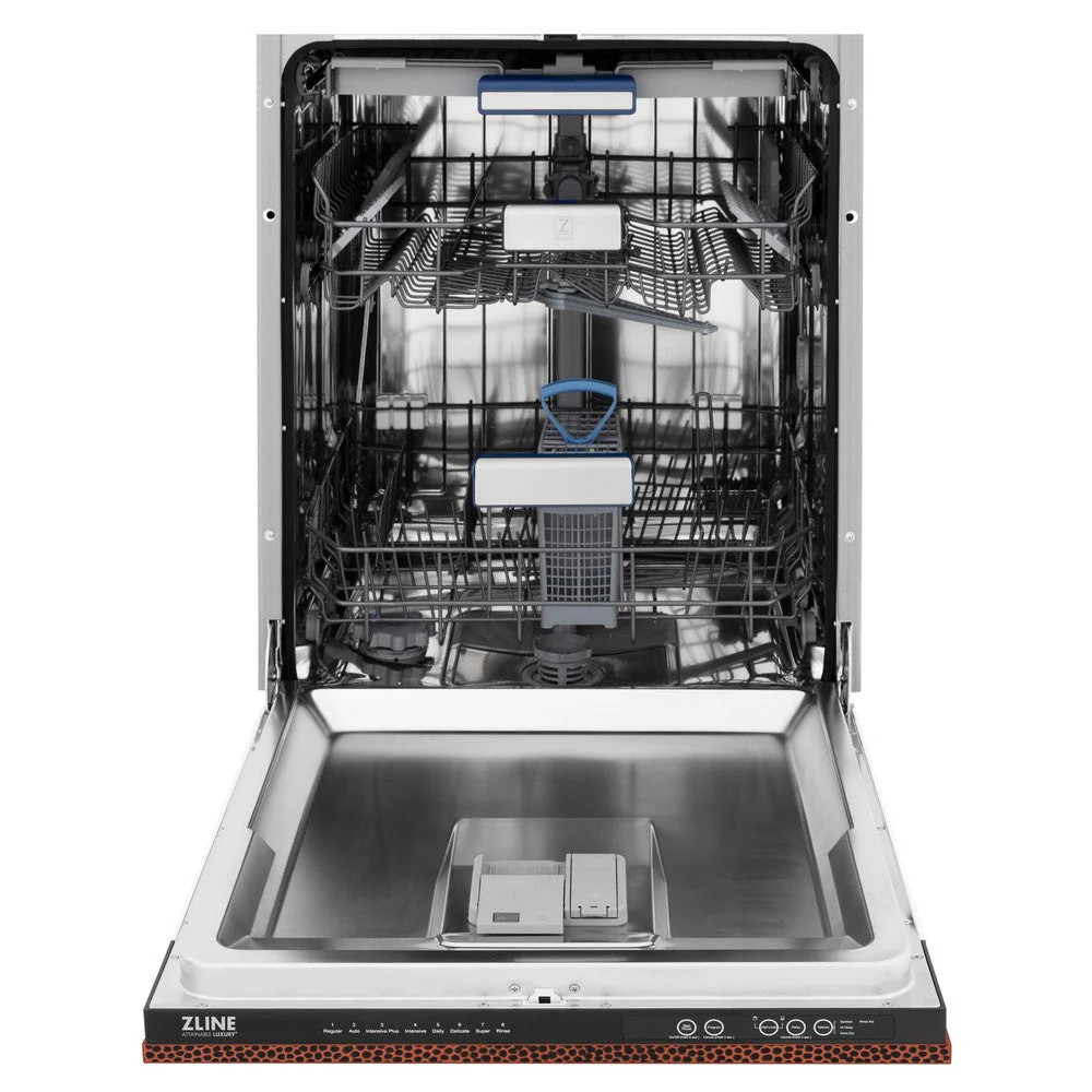 ZLINE 24" Tallac Series 3rd Rack Tall Tub Dishwasher in Hand Hammered Copper with Stainless Steel Tub, 51dBa (DWV-HH-24) - Image 7