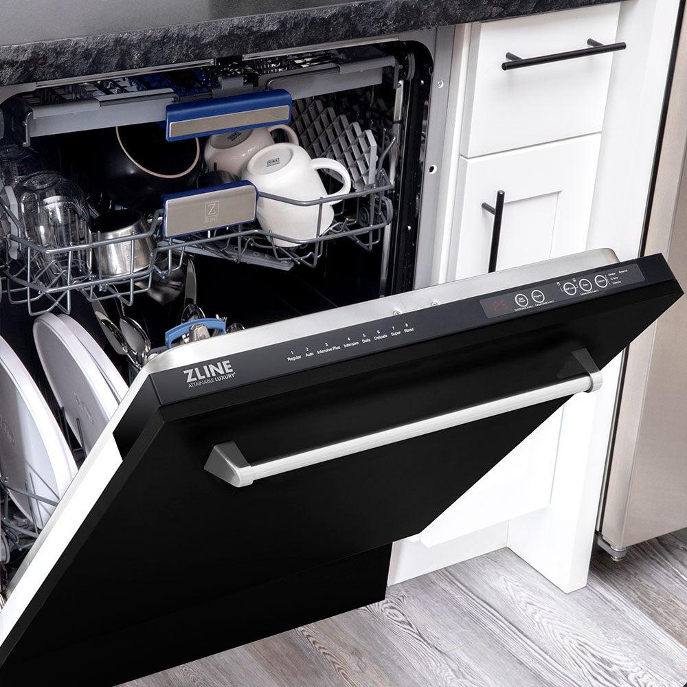ZLINE 24" Tallac Series 3rd Rack Tall Tub Dishwasher in Black Matte with Stainless Steel Tub, 51dBa (DWV-BLM-24) - Image 7
