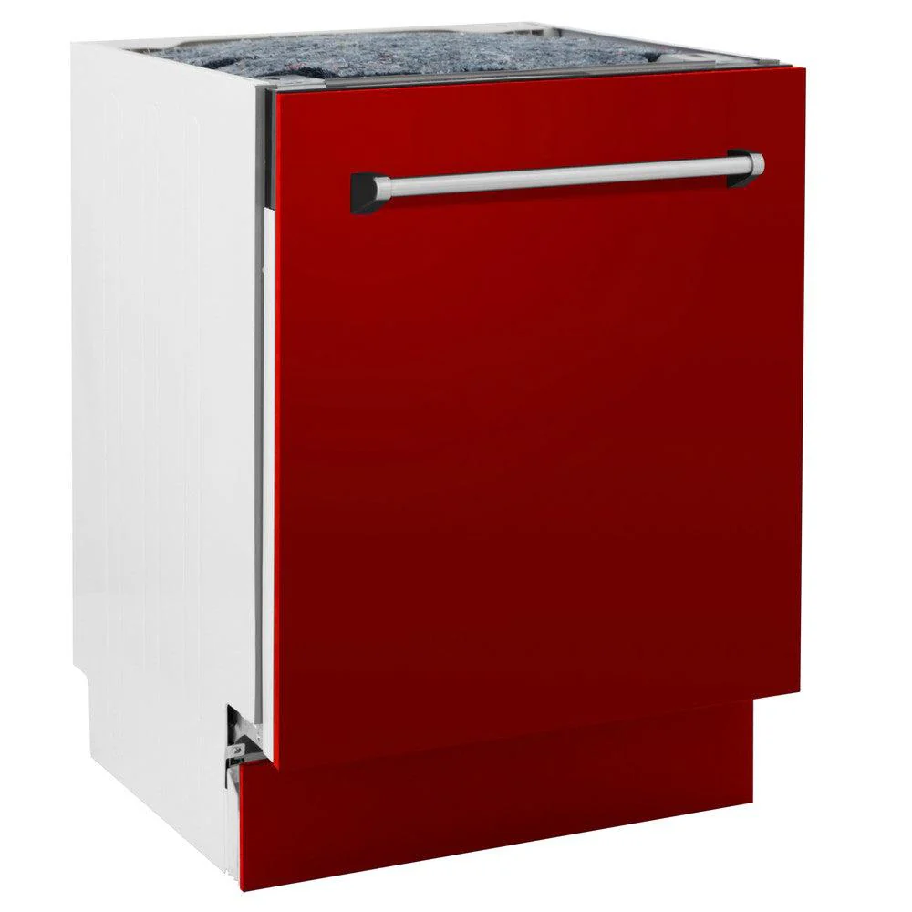 ZLINE 24 in. Tallac Series 3rd Rack Dishwasher with Red Gloss Panel and Traditional Handle, 51dBa (DWV-RG-24) - Image 6