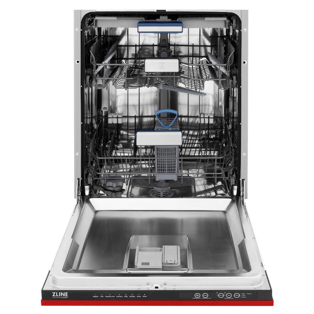 ZLINE 24 in. Tallac Series 3rd Rack Dishwasher with Red Matte Panel and Traditional Handle, 51dBa (DWV-RM-24) - Image 10