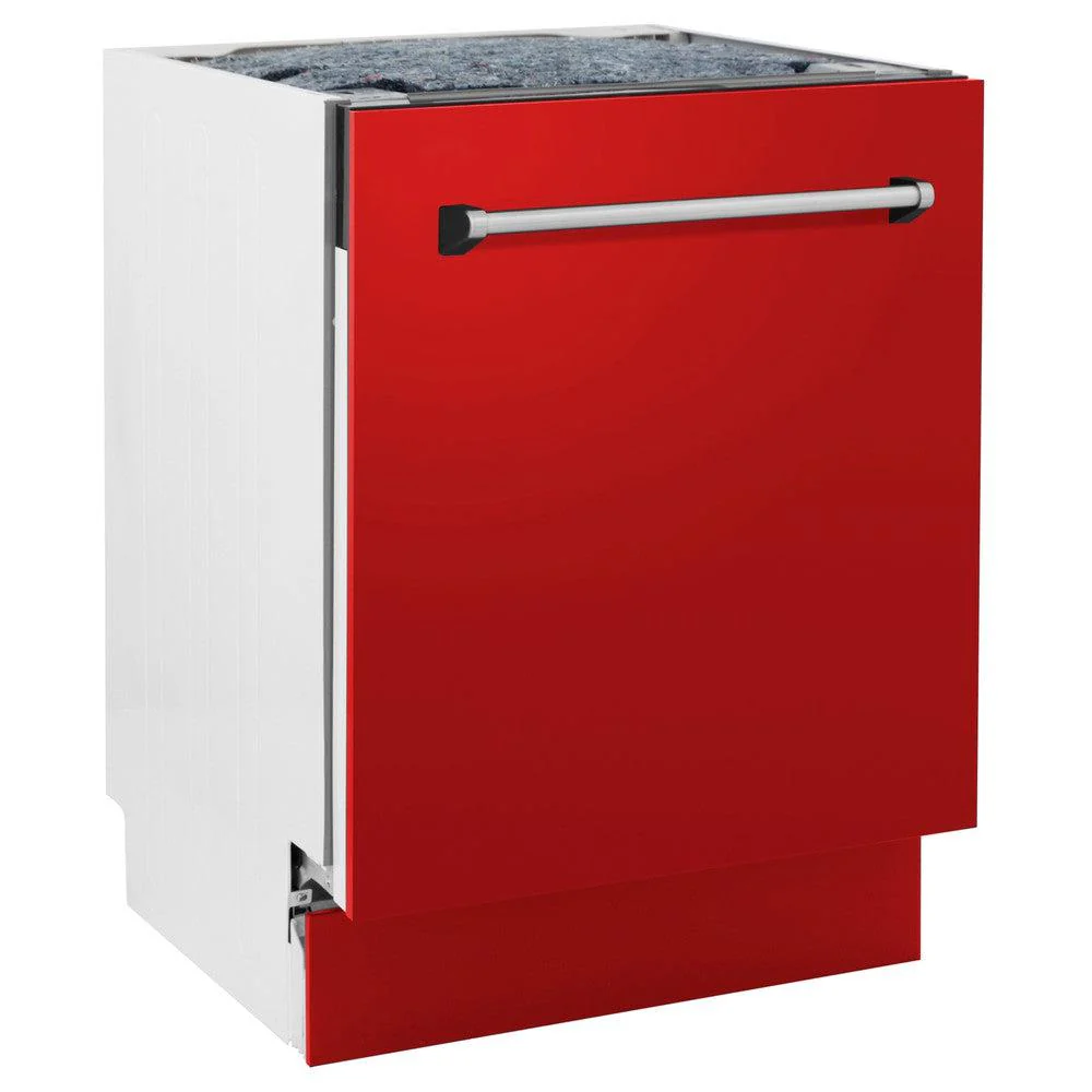 ZLINE 24 in. Tallac Series 3rd Rack Dishwasher with Red Matte Panel and Traditional Handle, 51dBa (DWV-RM-24) - Image 6