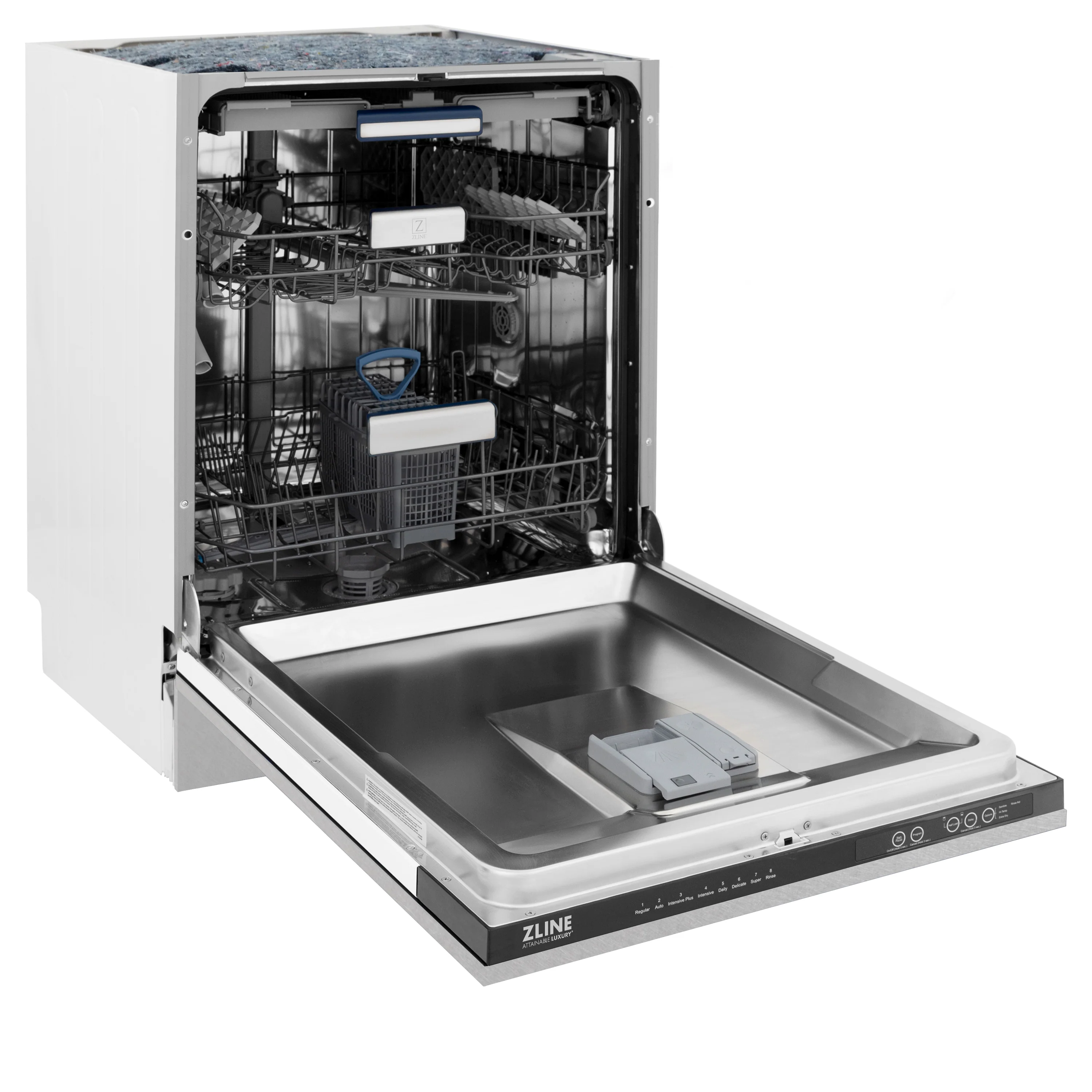 ZLINE 24 in. Tallac Series 3rd Rack Tall Tub Dishwasher with Satin Stainless Steel Panel and Stainless Steel Tub, 51dBa (DWV-SN-24) - Image 6