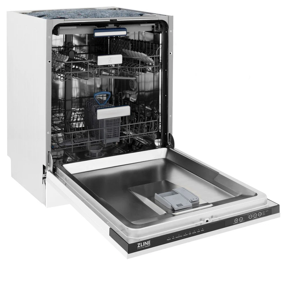 ZLINE 24" Tallac Series 3rd Rack Tall Tub Dishwasher in White Matte with Stainless Steel Tub, 51dBa (DWV-WM-24) - Image 10