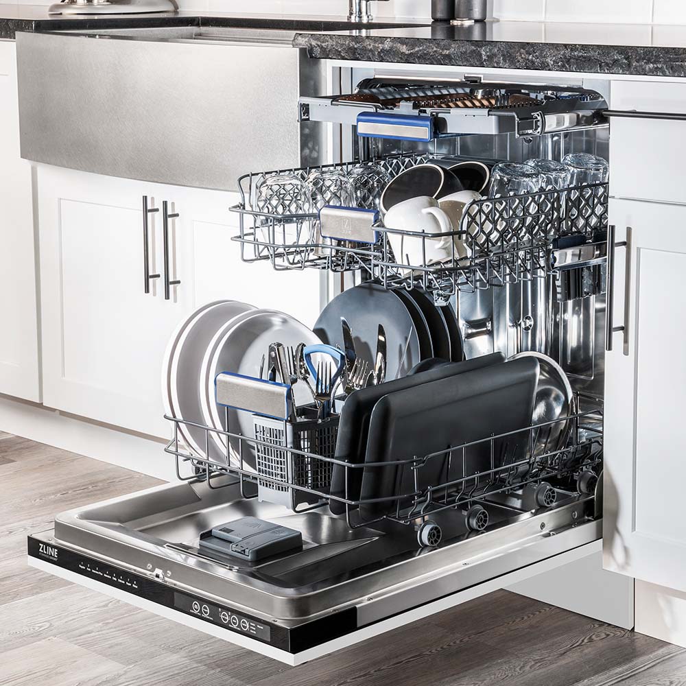 ZLINE 24" Tallac Series 3rd Rack Tall Tub Dishwasher in White Matte with Stainless Steel Tub, 51dBa (DWV-WM-24) - Image 18