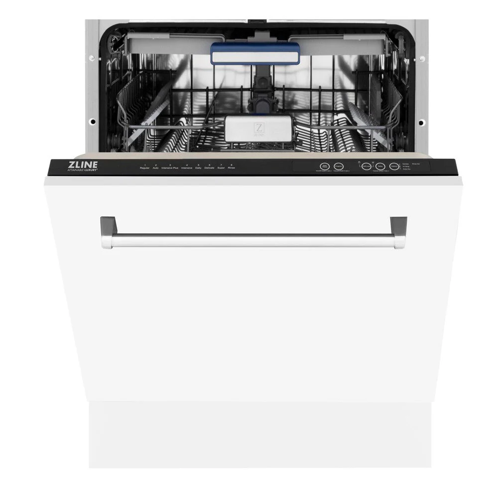 ZLINE 24" Tallac Series 3rd Rack Tall Tub Dishwasher in White Matte with Stainless Steel Tub, 51dBa (DWV-WM-24) - Image 7