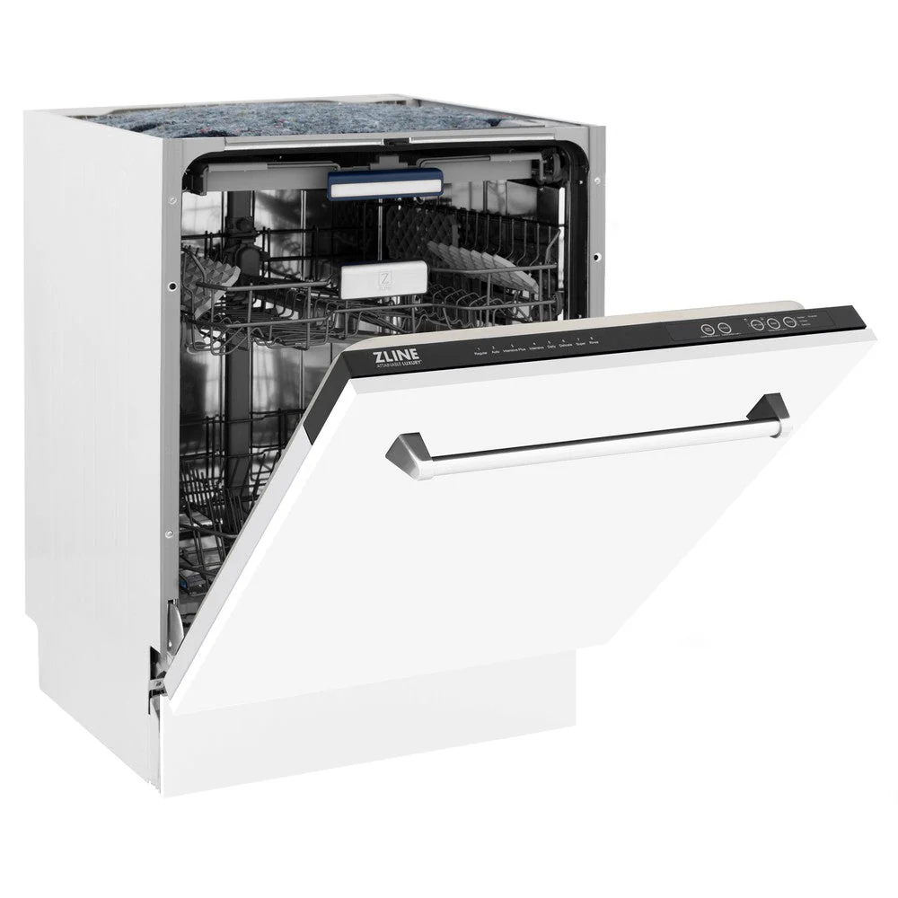 ZLINE 24" Tallac Series 3rd Rack Tall Tub Dishwasher in White Matte with Stainless Steel Tub, 51dBa (DWV-WM-24) - Image 8