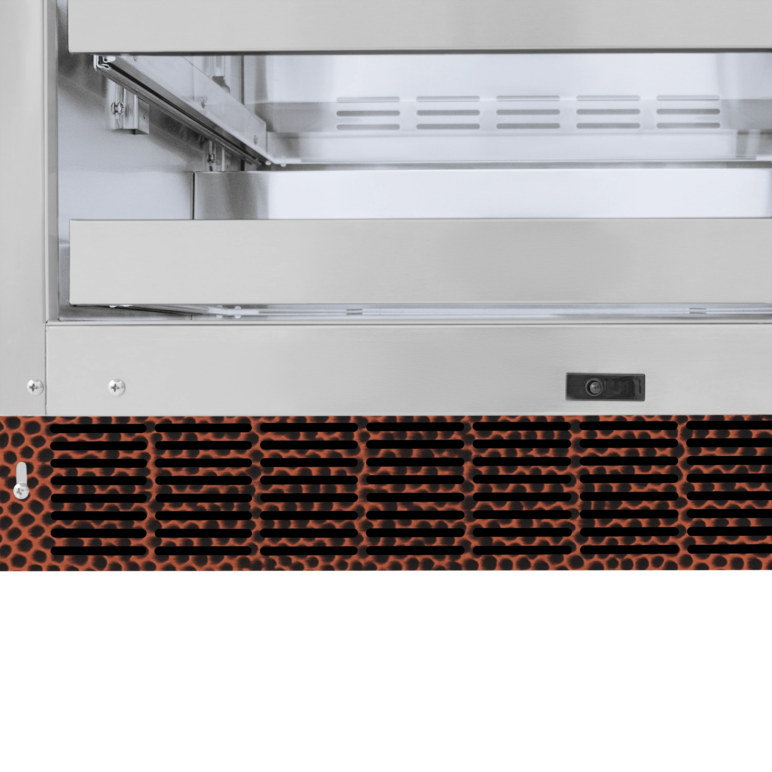 ZLINE 24 in. Touchstone 151 Can Beverage Fridge With Hand Hammered Copper Glass Door (RBSO-HH-24) - Image 4