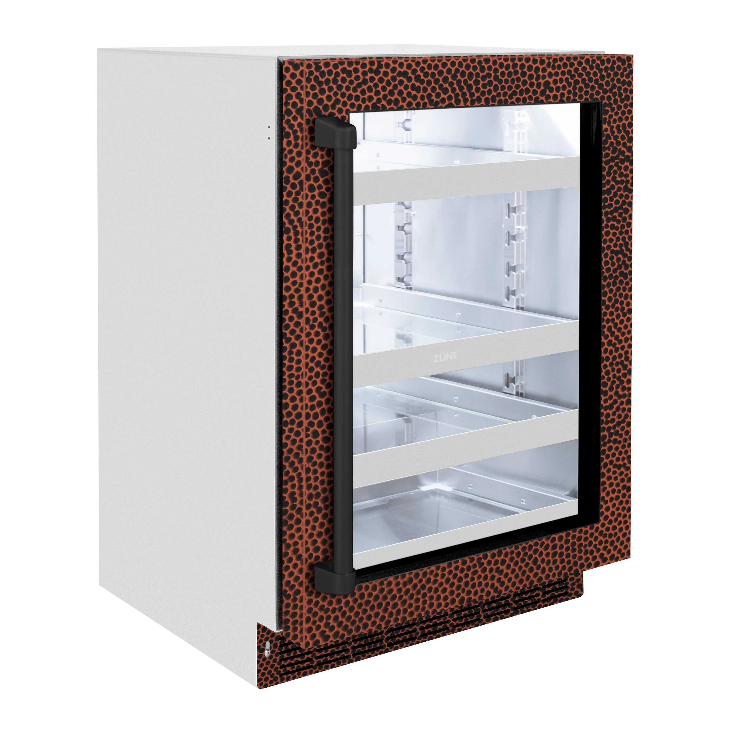 ZLINE 24 in. Touchstone 151 Can Beverage Fridge With Hand Hammered Copper Glass Door (RBSO-HH-24) - Image 6