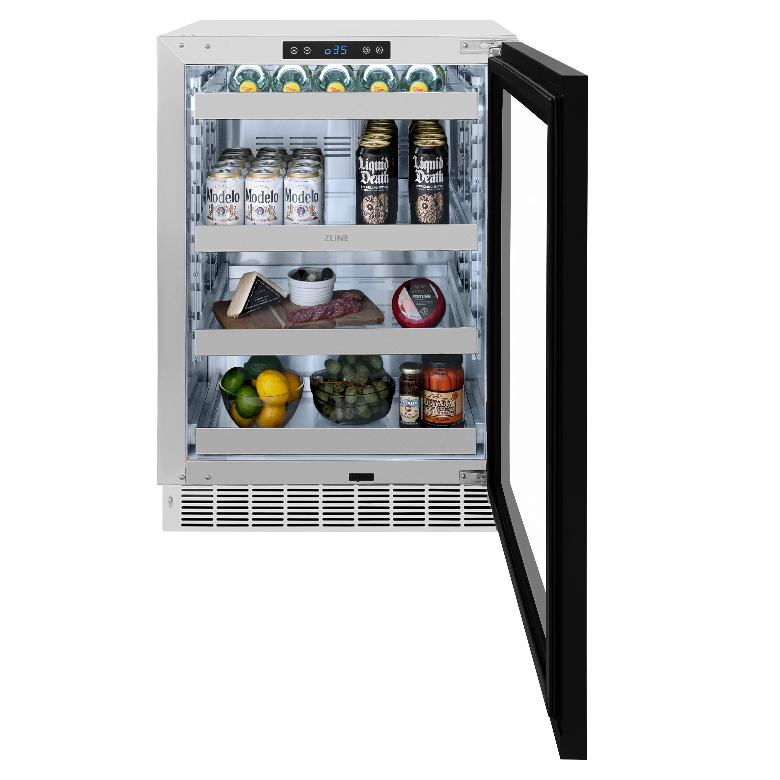 ZLINE 24 in. Touchstone 151 Can Beverage Fridge With Panel Ready Glass Door (RBSPO-24) - Image 3