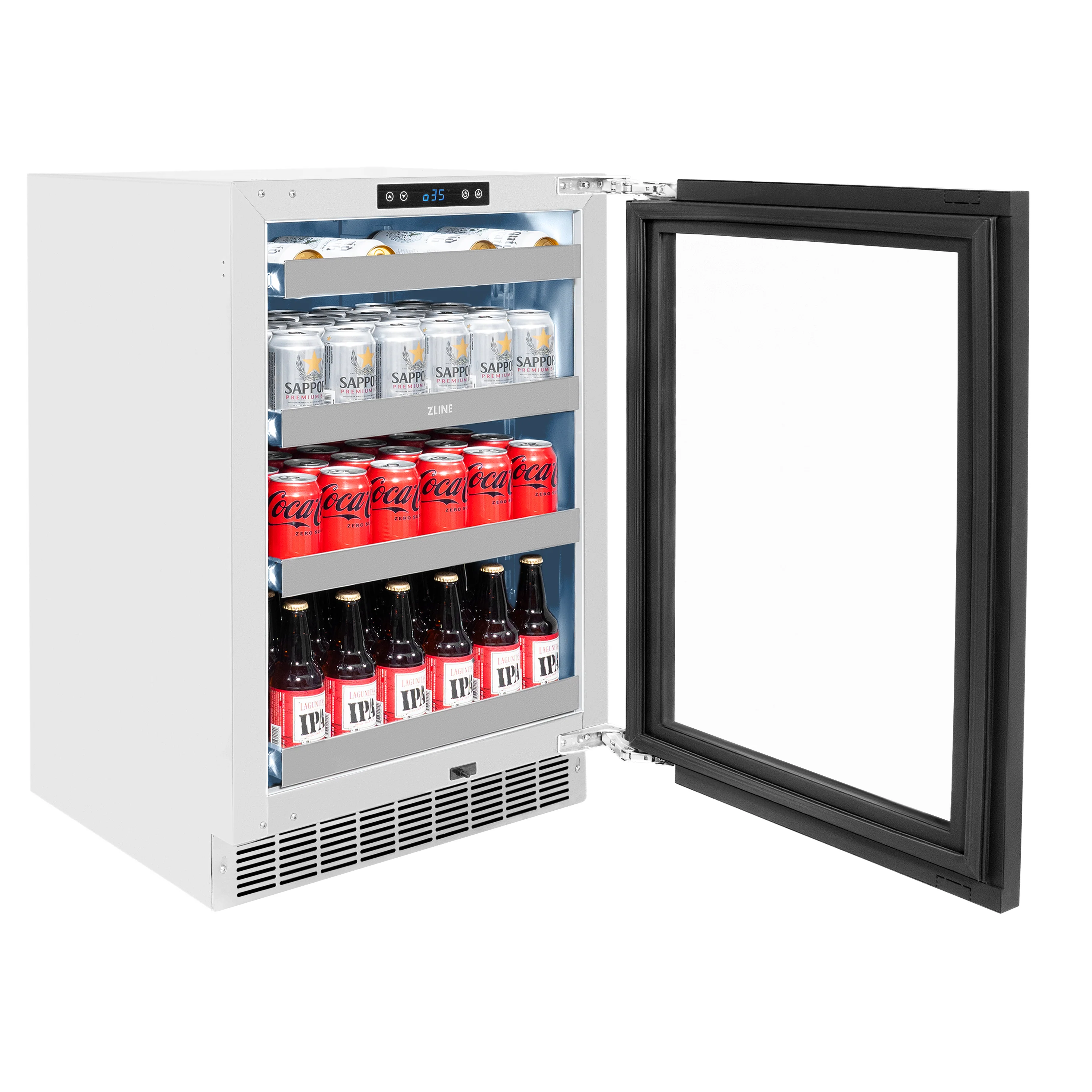 ZLINE 24 in. Touchstone 151 Can Beverage Fridge With Panel Ready Glass Door (RBSPO-24) - Image 5