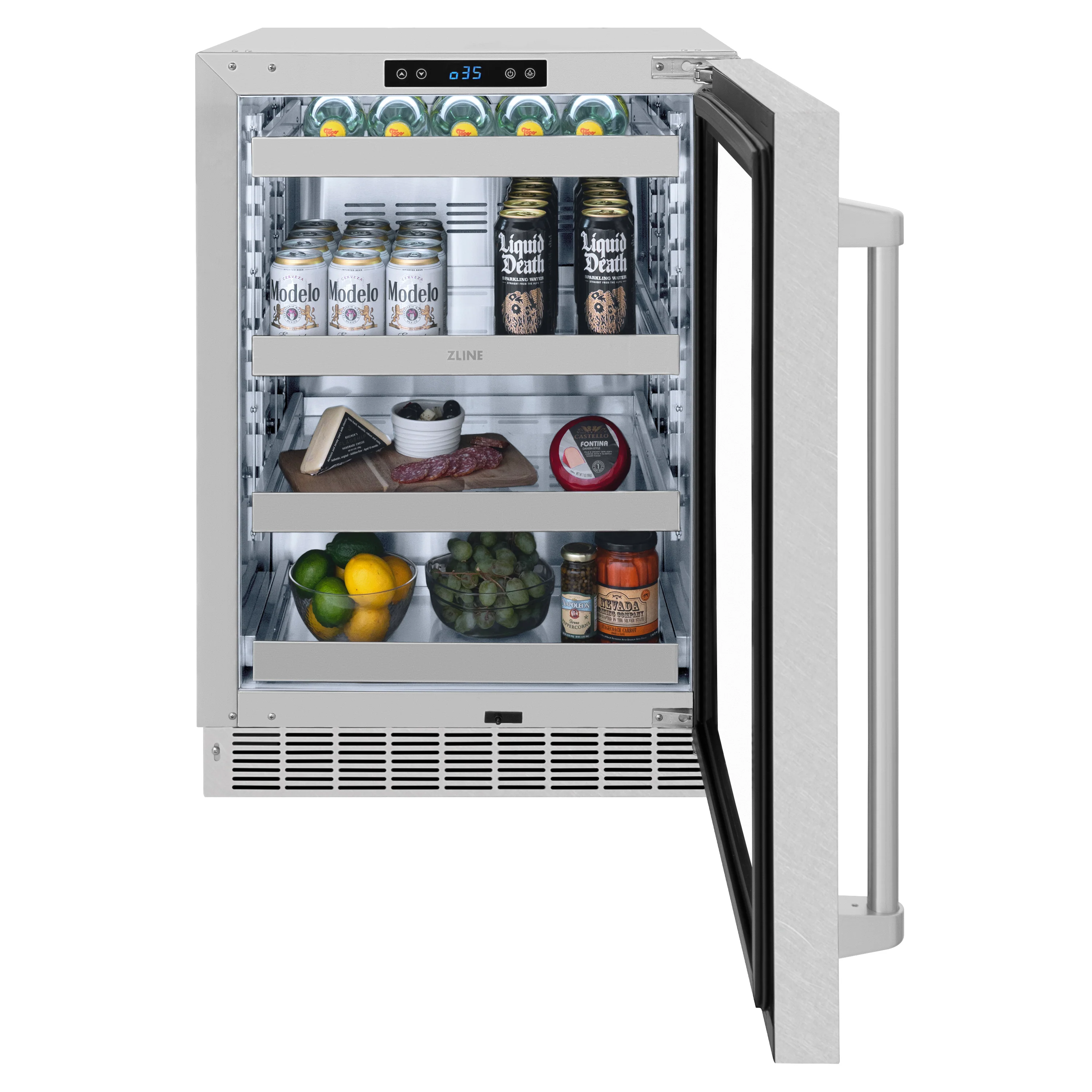 ZLINE 24 in. Touchstone 151 Can Beverage Fridge With Satin Stainless Steel Glass Door (RBSO-SN-24) - Image 7