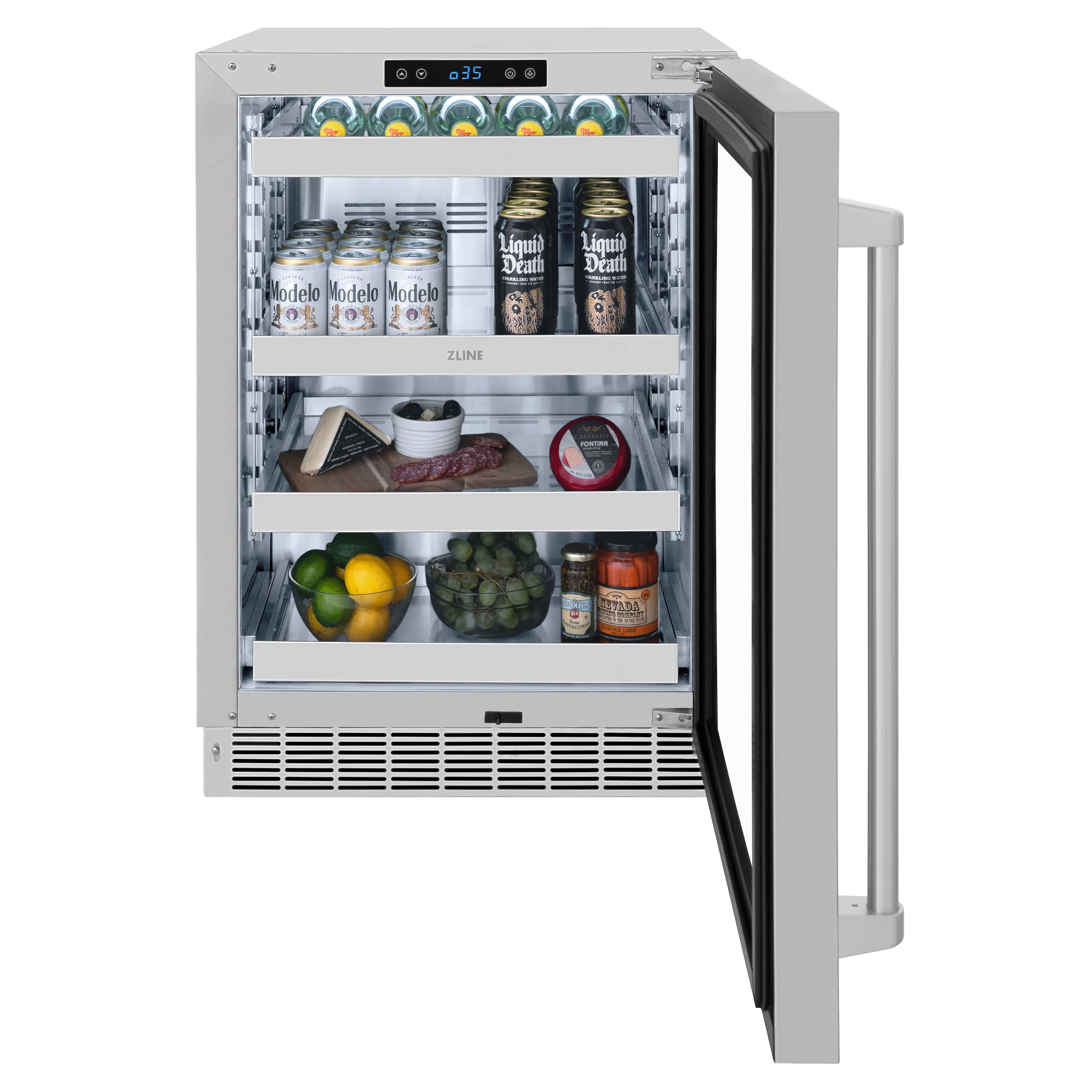 ZLINE 24 in. Touchstone 151 Can Beverage Fridge With Stainless Steel Glass Door (RBSO-GS-24) - Image 3