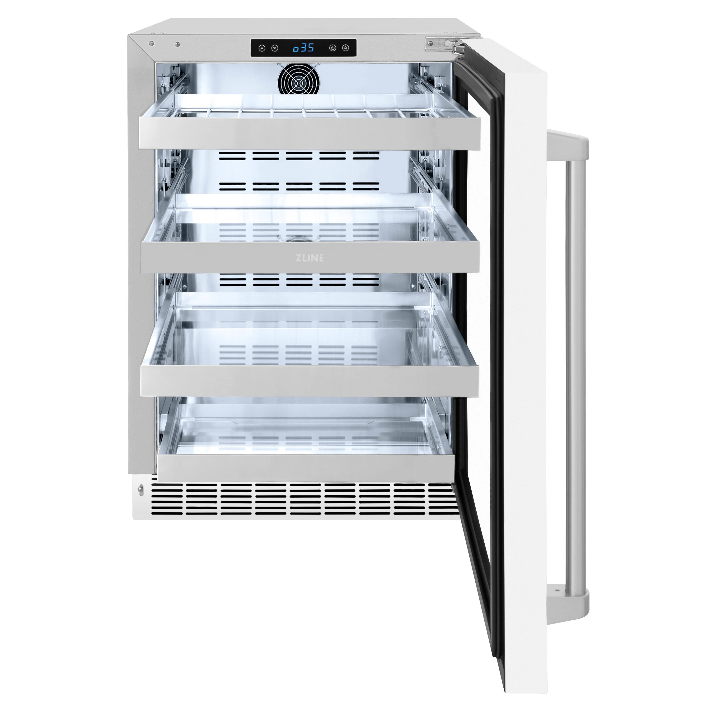ZLINE 24 in. Touchstone 151 Can Beverage Fridge With White Matte Glass Door (RBSO-WM-24) - Image 5