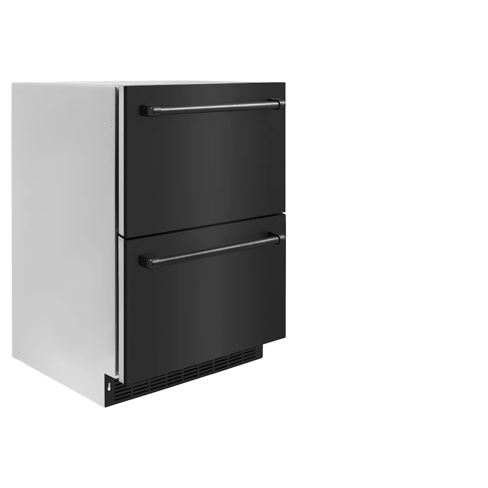 ZLINE 24 in. Touchstone 168 Can Outdoor-Rated Dual Refrigerator Drawer with Black Stainless Steel Doors (RDSO-BS-24) - Image 3