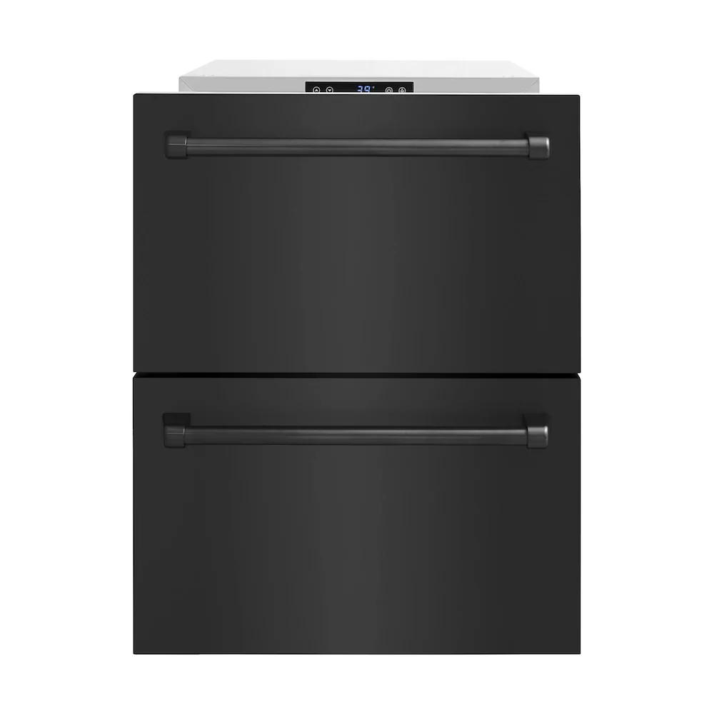 ZLINE 24 in. Touchstone 168 Can Outdoor-Rated Dual Refrigerator Drawer with Black Stainless Steel Doors (RDSO-BS-24) - Image 4