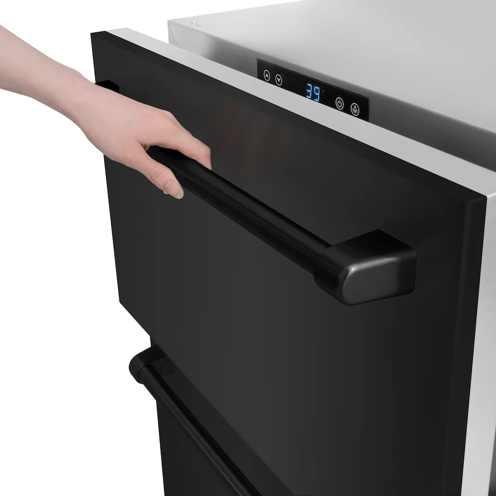 ZLINE 24 in. Touchstone 168 Can Outdoor-Rated Dual Refrigerator Drawer with Black Stainless Steel Doors (RDSO-BS-24) - Image 9