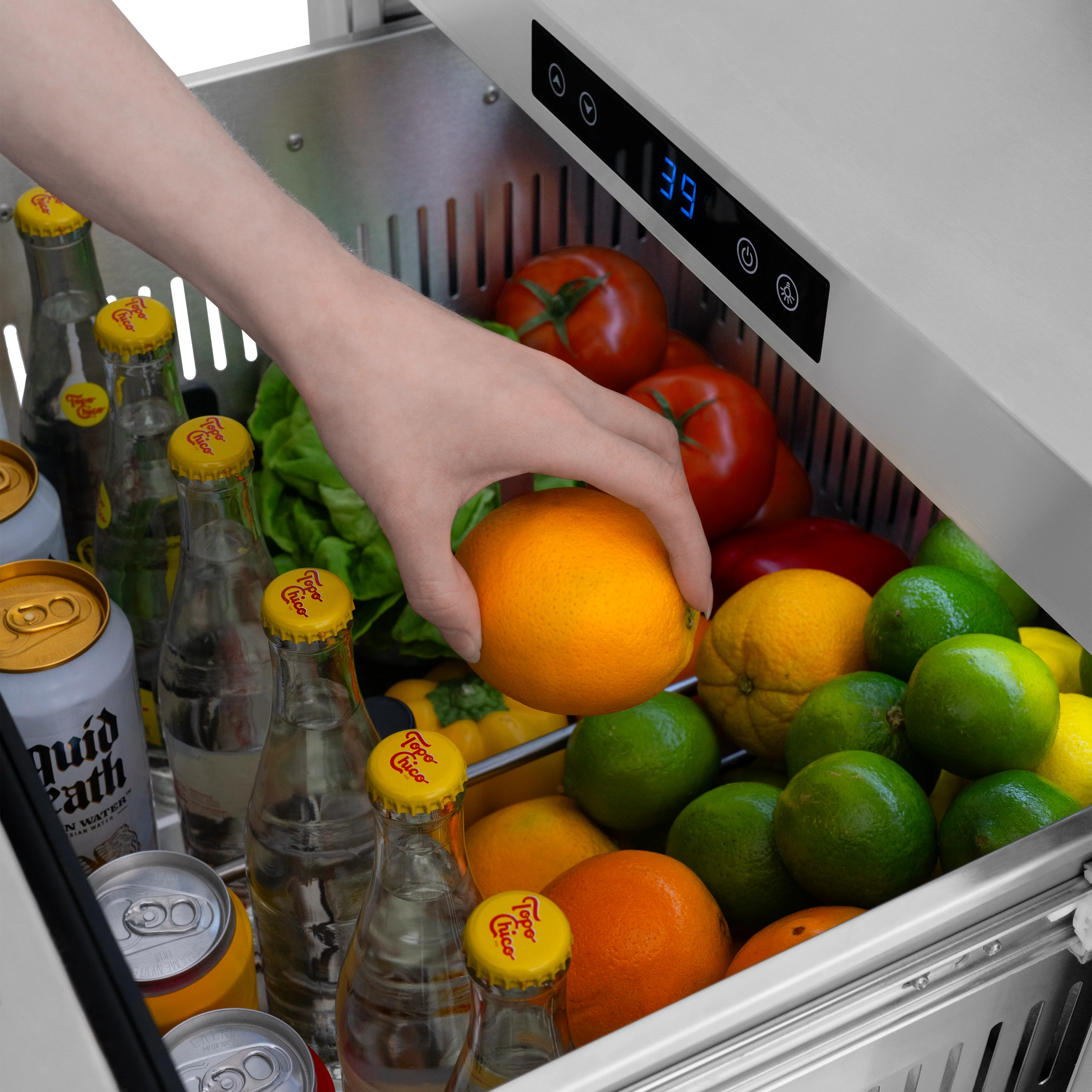 ZLINE 24 in. Touchstone 168 Can Outdoor-Rated Dual Refrigerator Drawer with Panel-Ready Doors (RDSPO-24) - Image 18