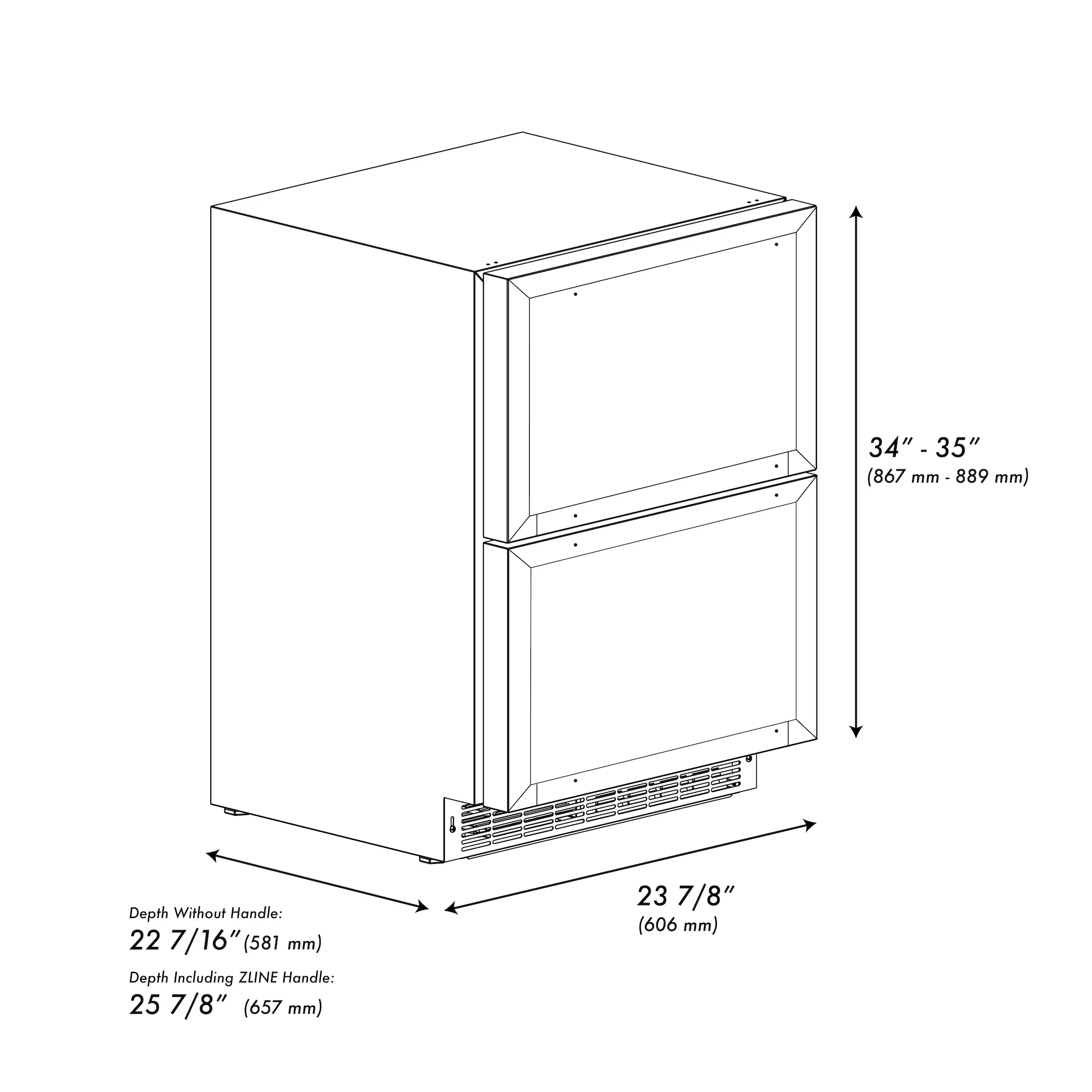 ZLINE 24 in. Touchstone 168 Can Outdoor-Rated Dual Refrigerator Drawer with Panel-Ready Doors (RDSPO-24) - Image 20