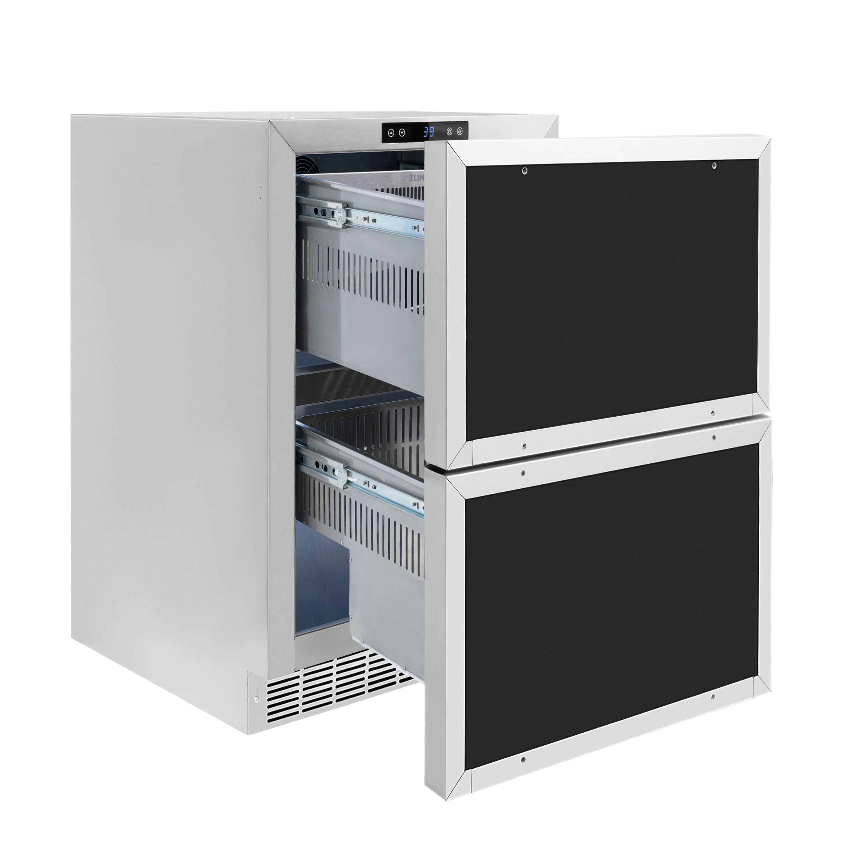 ZLINE 24 in. Touchstone 168 Can Outdoor-Rated Dual Refrigerator Drawer with Panel-Ready Doors (RDSPO-24) - Image 8