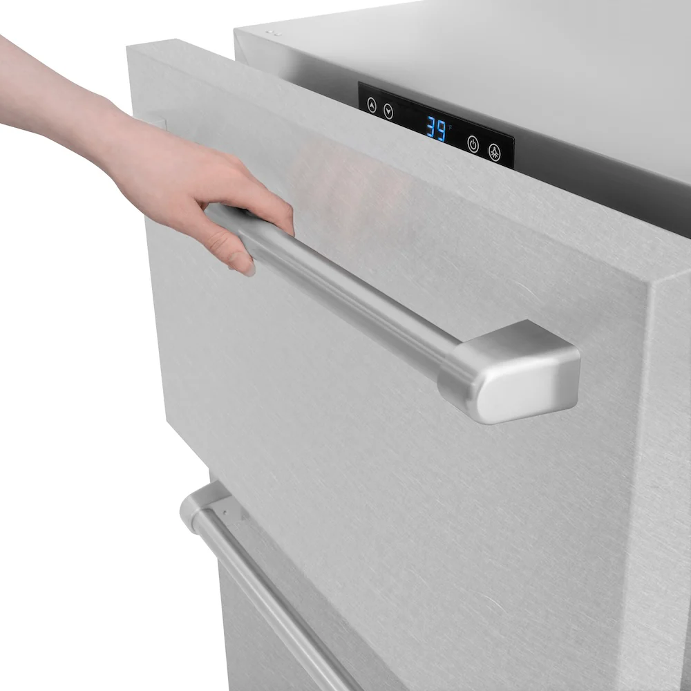 ZLINE 24 in. Touchstone 168 Can Outdoor-Rated Dual Refrigerator Drawer with Satin Stainless Steel Doors (RDSO-SN-24) - Image 10